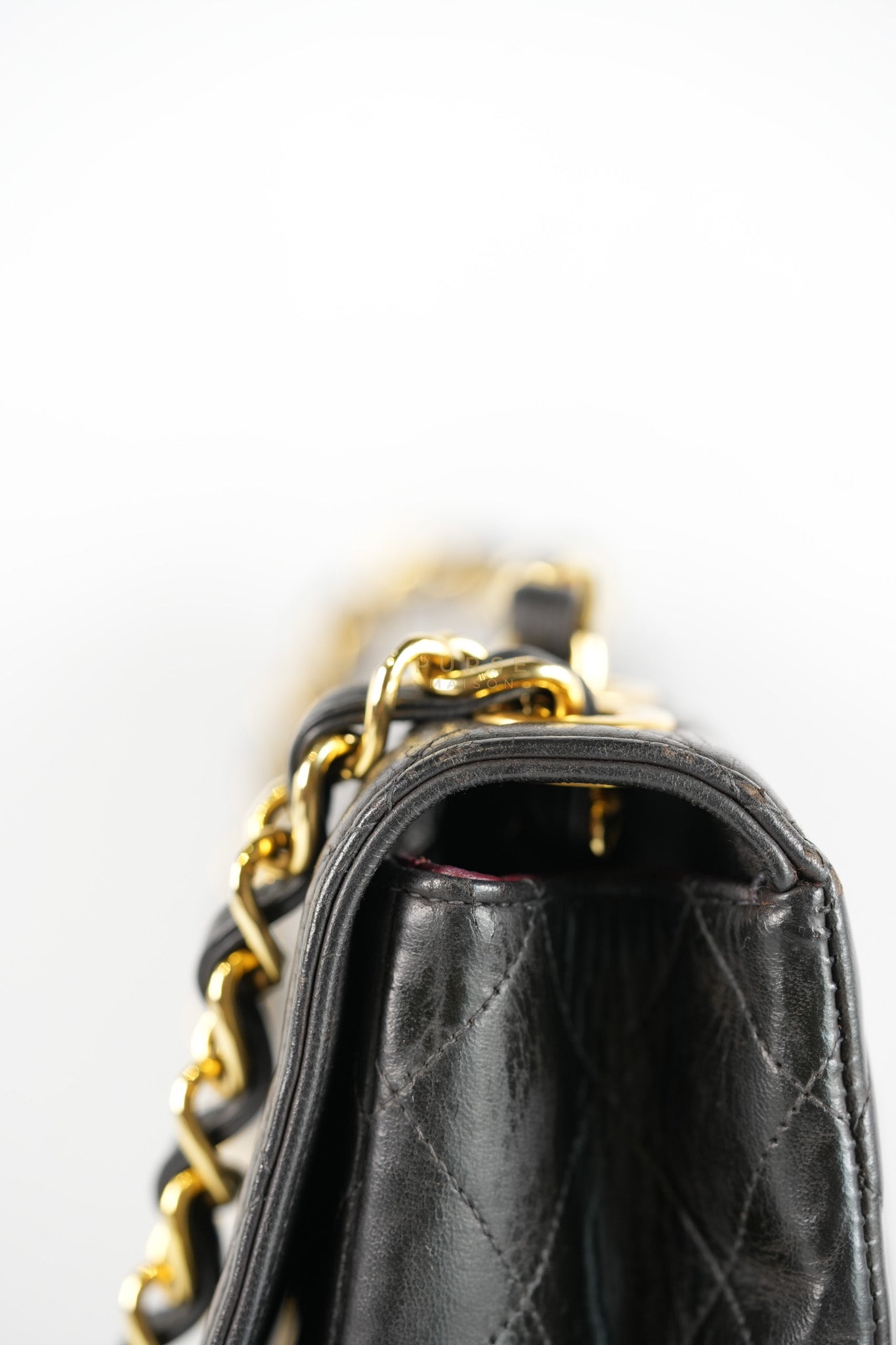 Vintage Jumbo Square Flap Bag in Black Quilted Lambskin Leather 24k Gold Hardware (Series 3) | Purse Maison Luxury Bags Shop