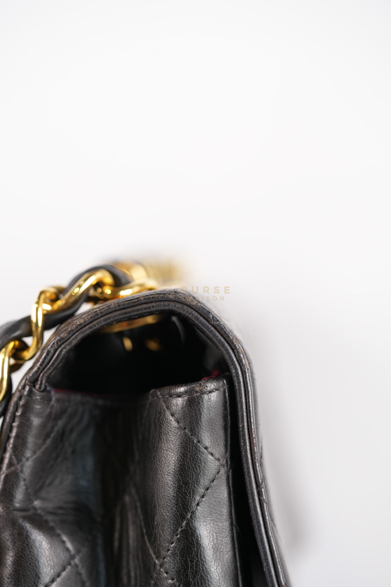 Vintage Jumbo Square Flap Bag in Black Quilted Lambskin Leather 24k Gold Hardware (Series 3) | Purse Maison Luxury Bags Shop