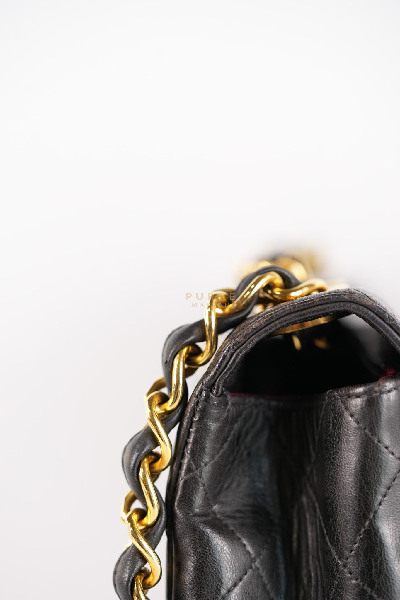 Vintage Jumbo Square Flap Bag in Black Quilted Lambskin Leather 24k Gold Hardware (Series 3) | Purse Maison Luxury Bags Shop