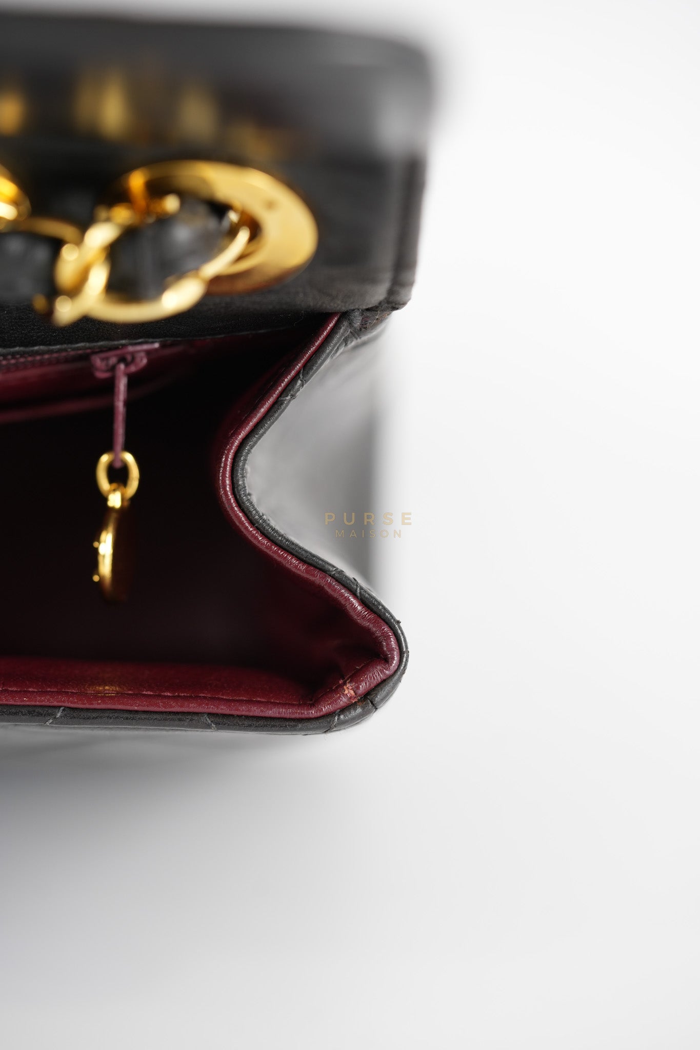 Vintage Jumbo Square Flap Bag in Black Quilted Lambskin Leather 24k Gold Hardware (Series 3) | Purse Maison Luxury Bags Shop