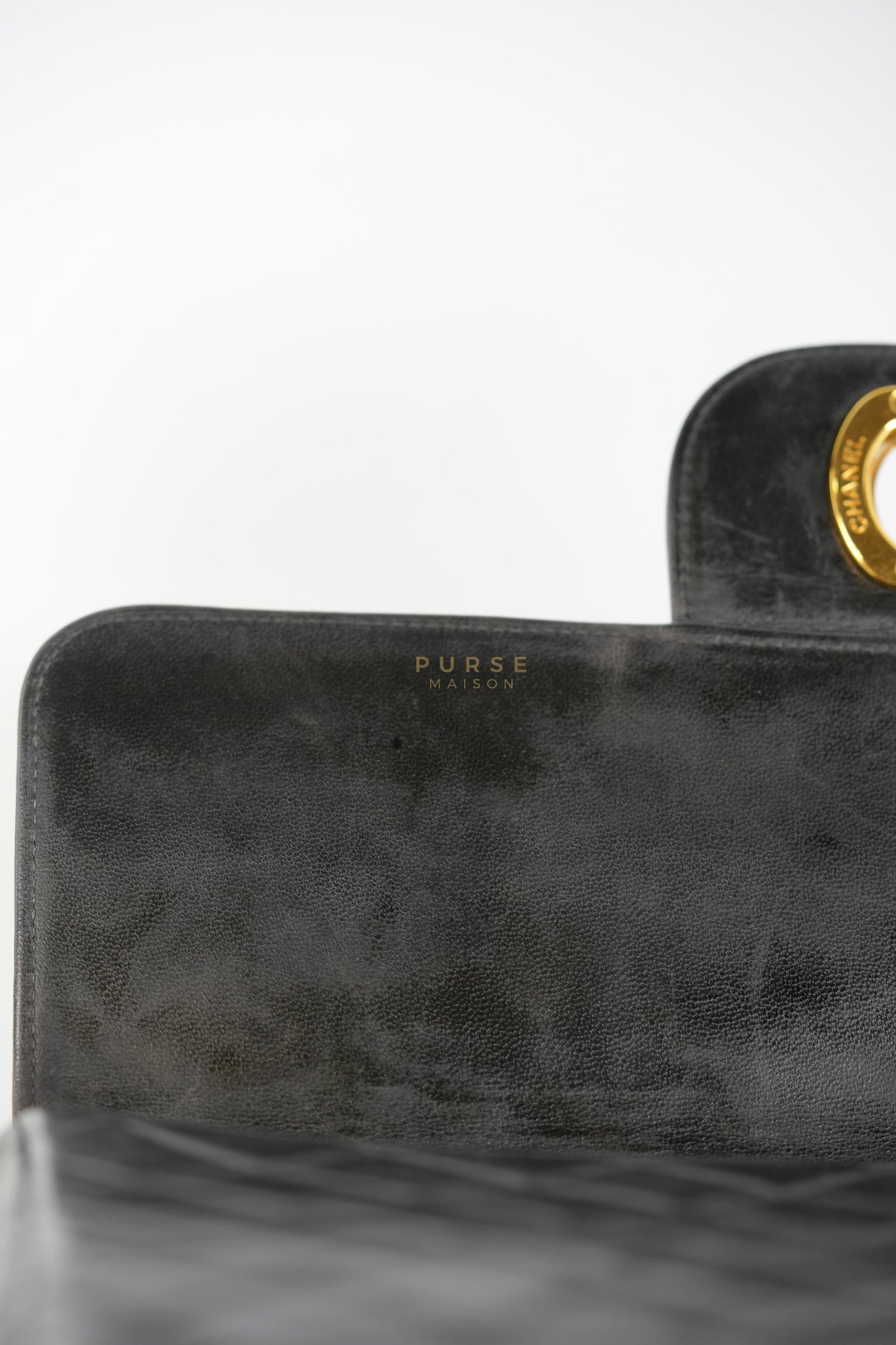 Vintage Jumbo Square Flap Bag in Black Quilted Lambskin Leather 24k Gold Hardware (Series 3) | Purse Maison Luxury Bags Shop