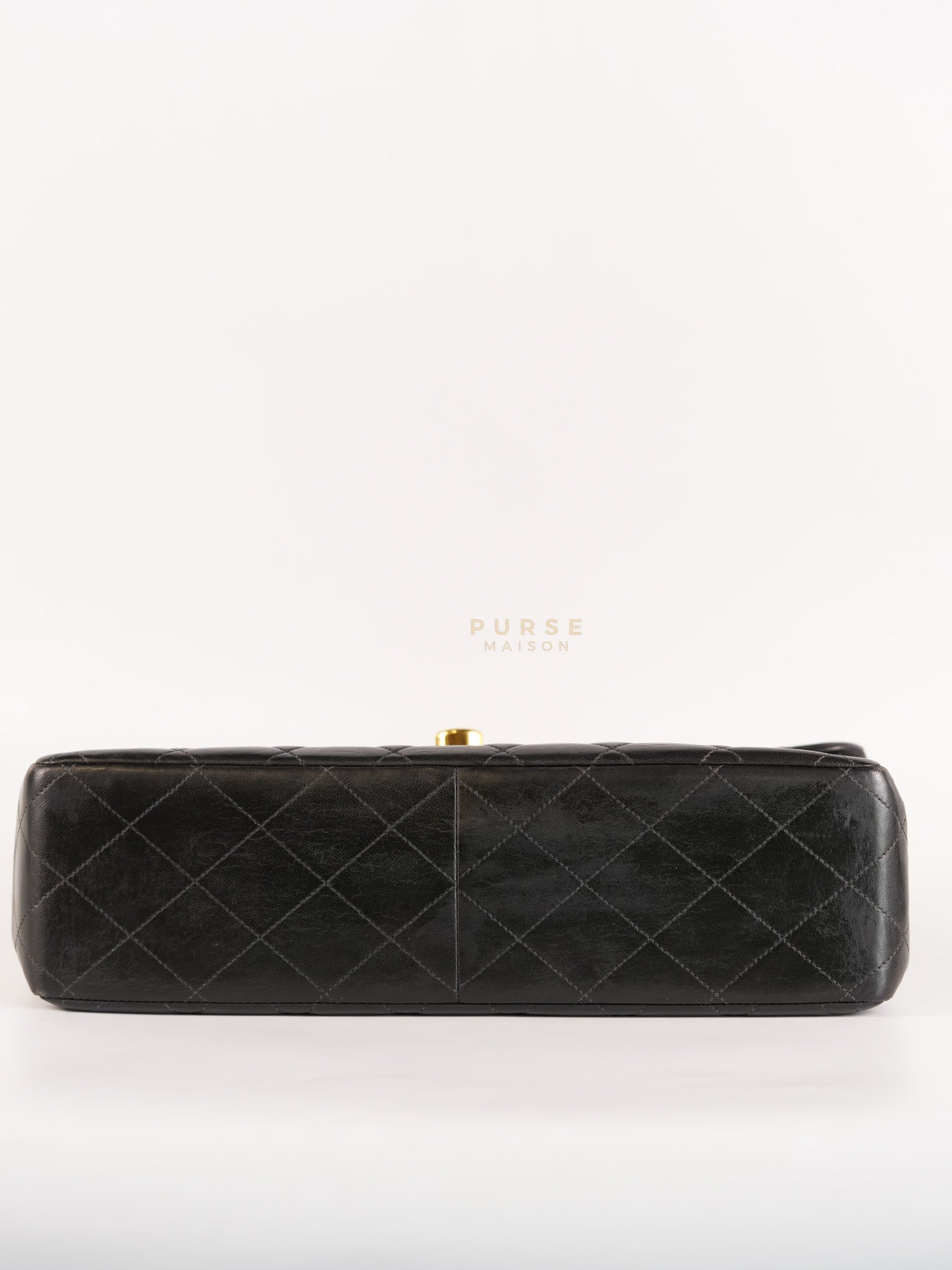 Vintage Jumbo Square Flap Bag in Black Quilted Lambskin Leather 24k Gold Hardware (Series 3) | Purse Maison Luxury Bags Shop