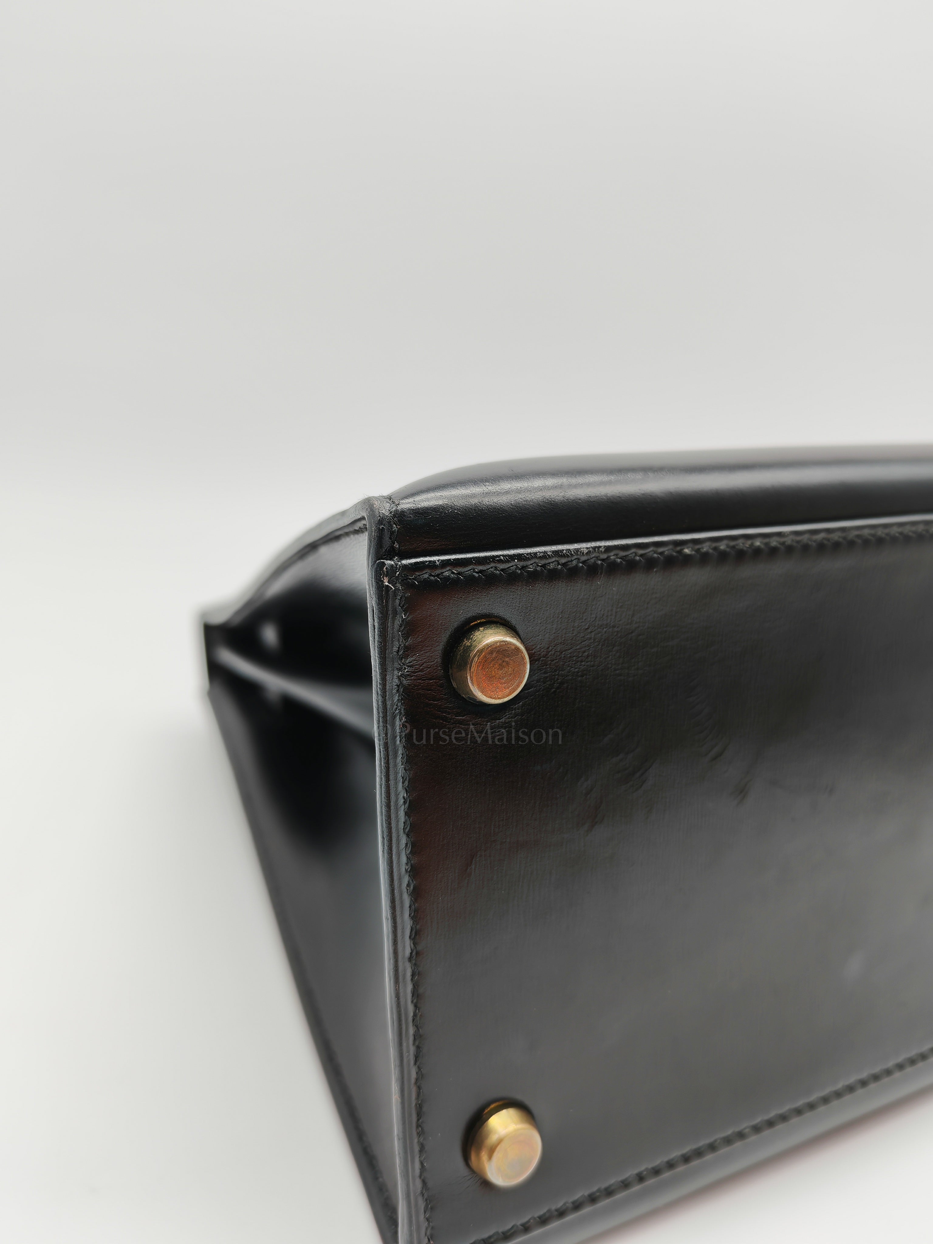 Vintage Kelly 32 Sellier Box Calfskin Leather in Gold Hardware Stamp S Circle(1989) | Purse Maison Luxury Bags Shop
