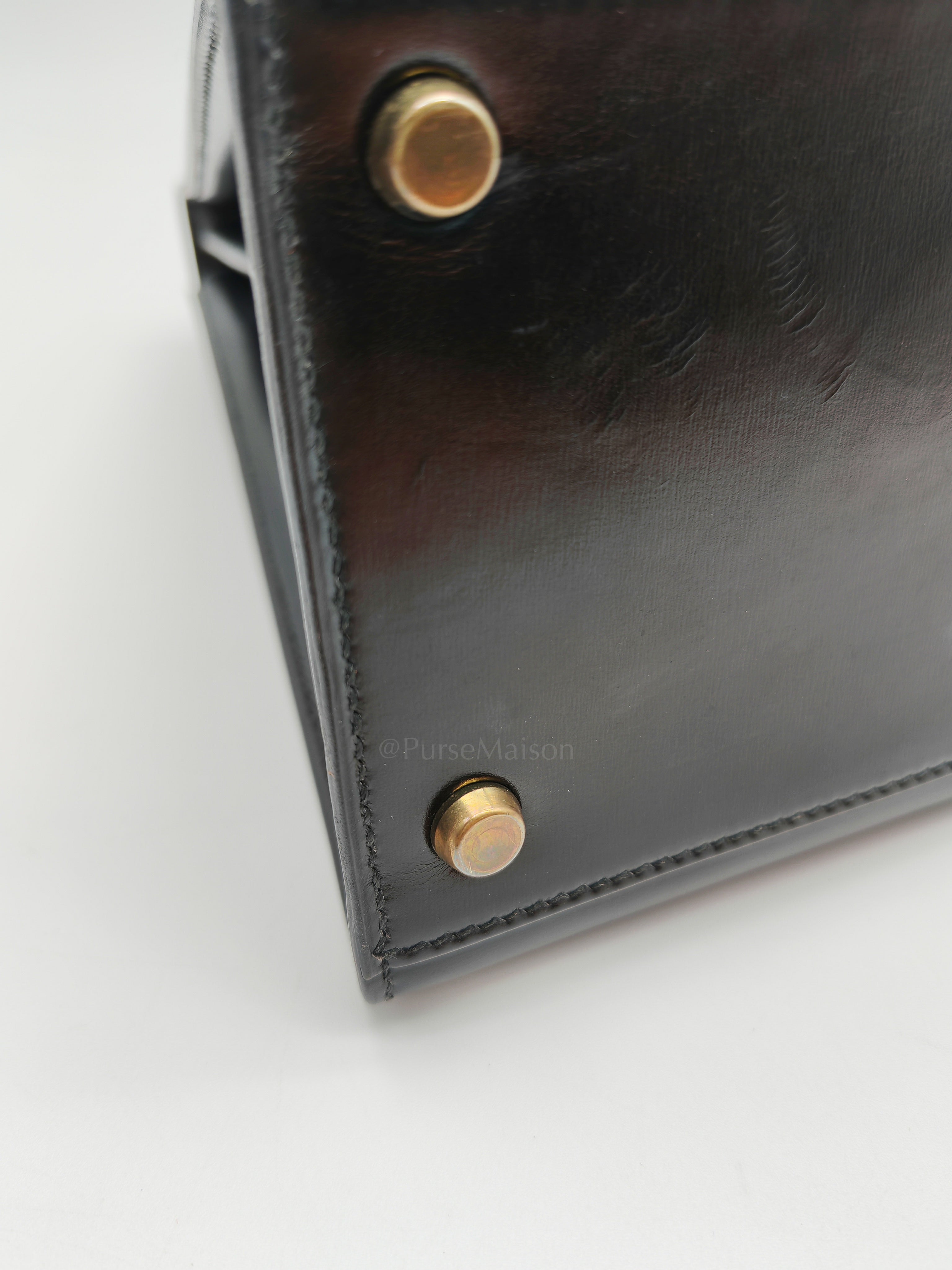Vintage Kelly 32 Sellier Box Calfskin Leather in Gold Hardware Stamp S Circle(1989) | Purse Maison Luxury Bags Shop