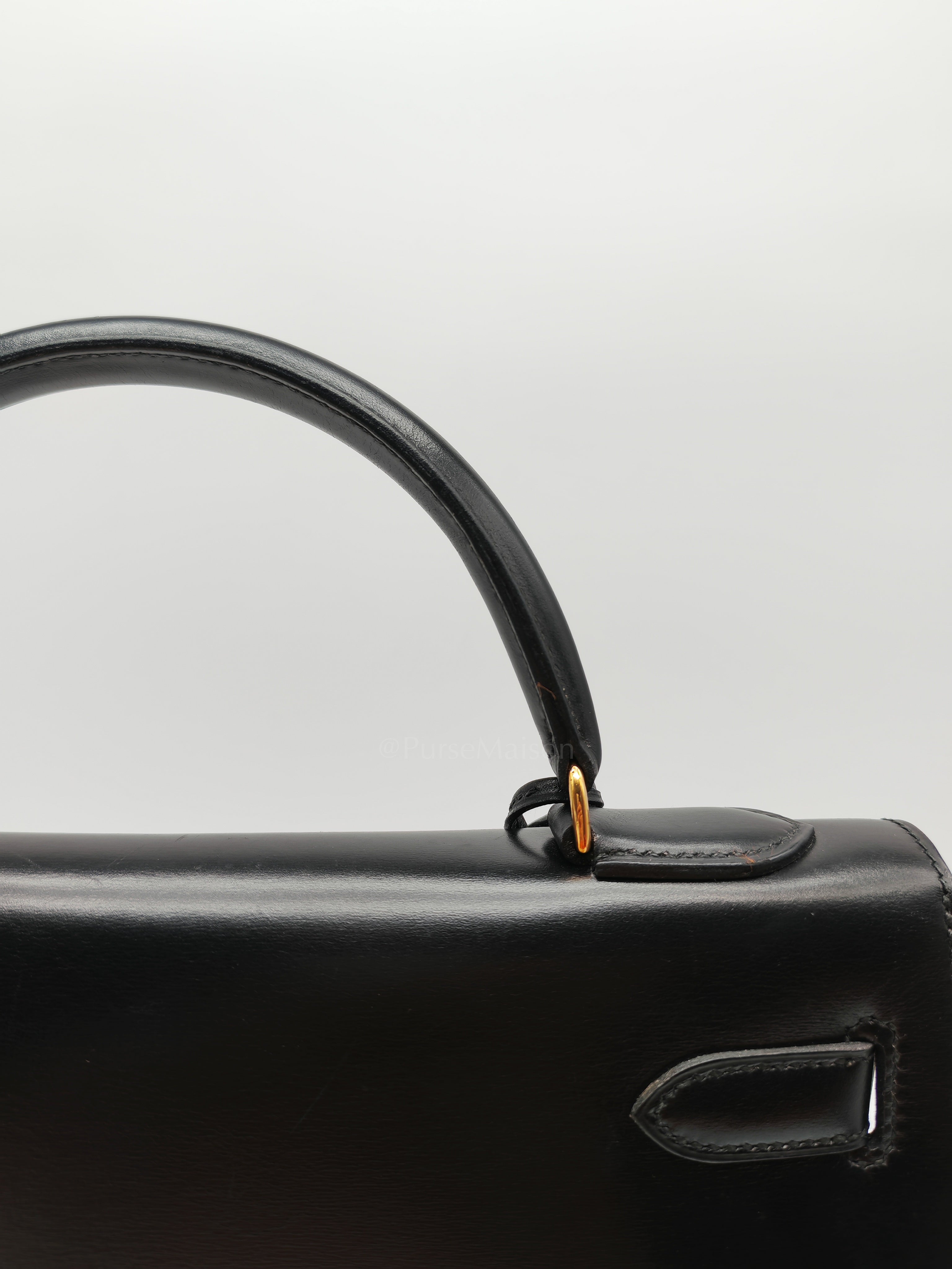 Vintage Kelly 32 Sellier Box Calfskin Leather in Gold Hardware Stamp S Circle(1989) | Purse Maison Luxury Bags Shop