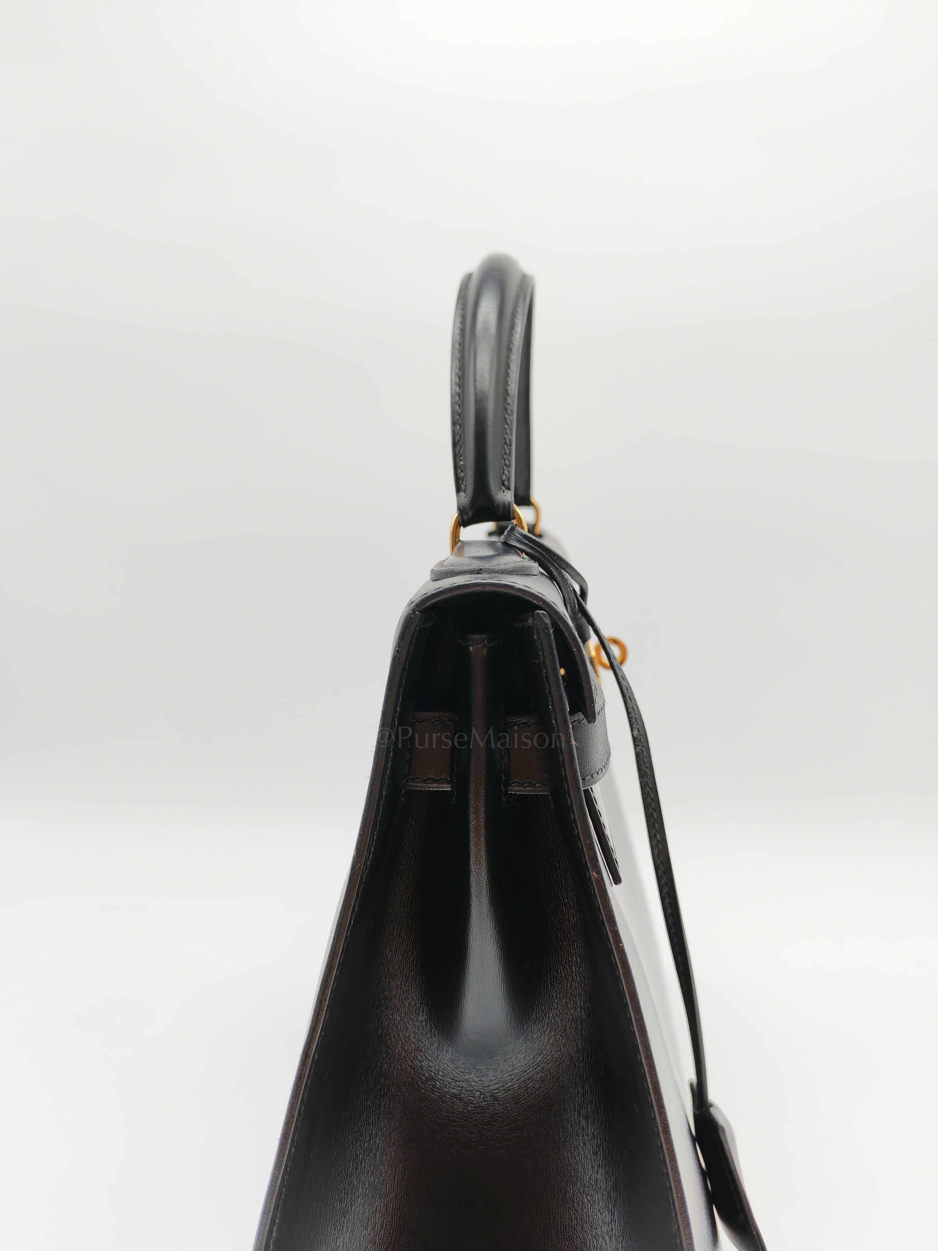 Vintage Kelly 32 Sellier Box Calfskin Leather in Gold Hardware Stamp S Circle(1989) | Purse Maison Luxury Bags Shop