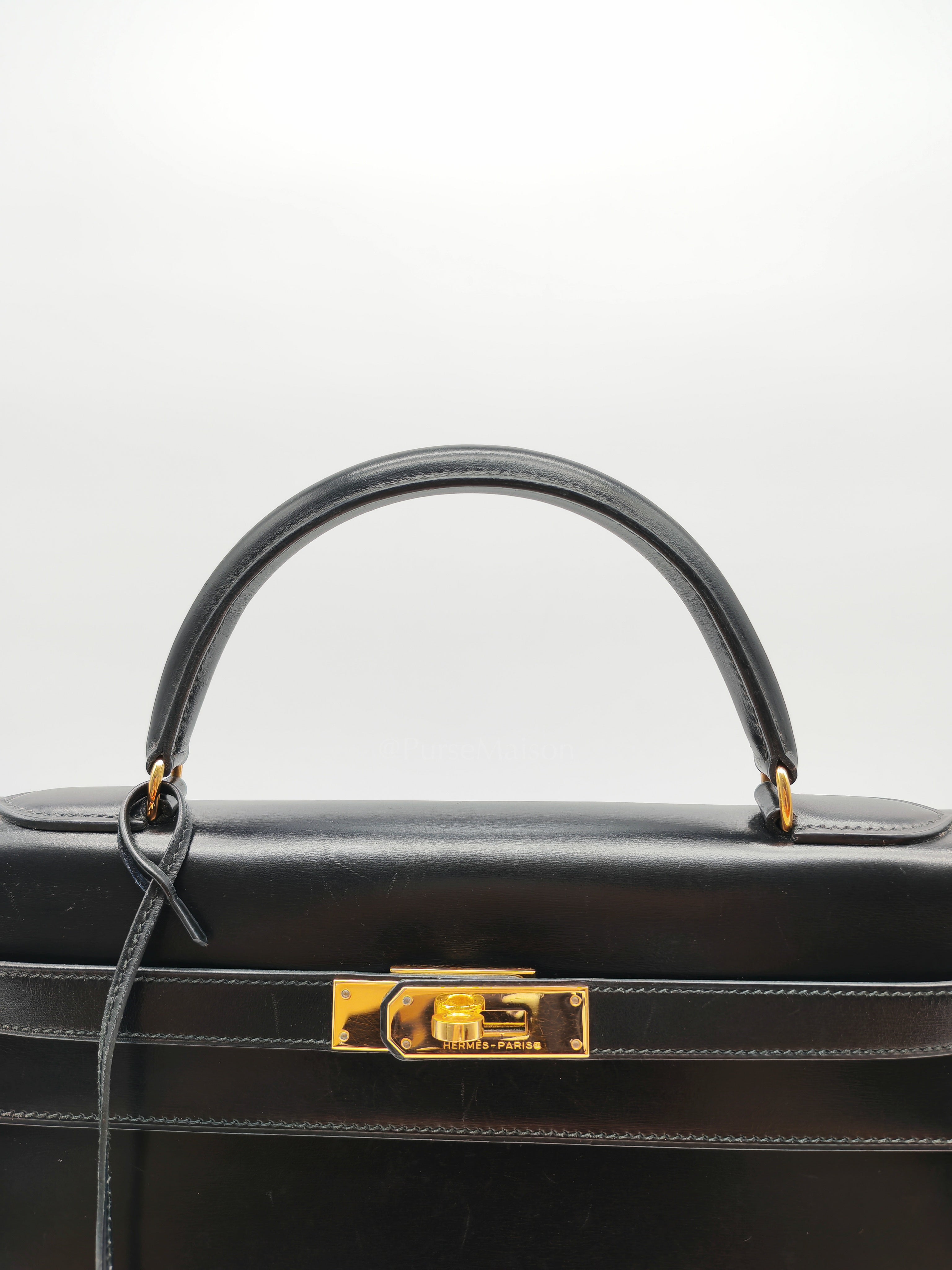 Vintage Kelly 32 Sellier Box Calfskin Leather in Gold Hardware Stamp S Circle(1989) | Purse Maison Luxury Bags Shop