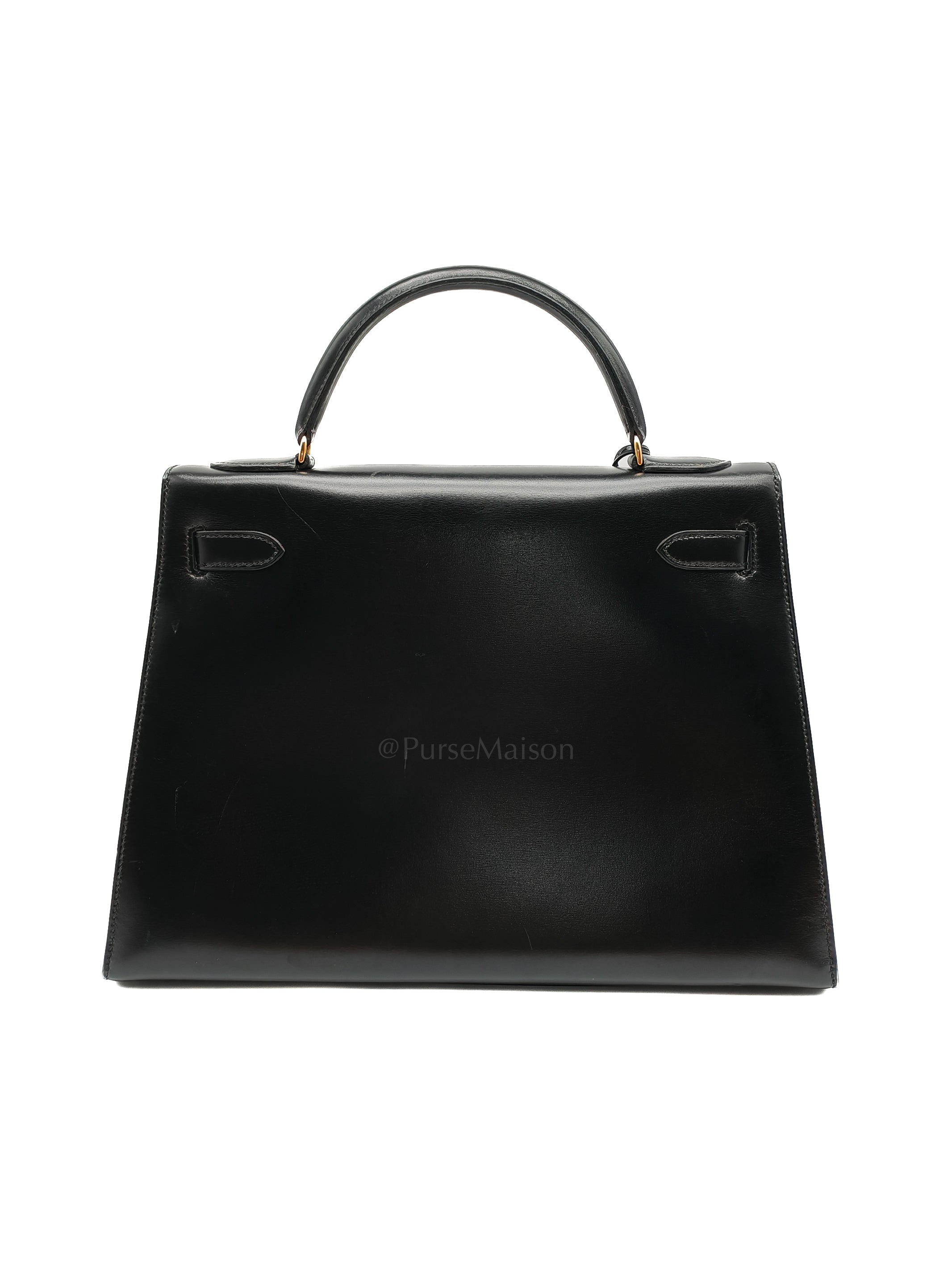 Vintage Kelly 32 Sellier Box Calfskin Leather in Gold Hardware Stamp S Circle(1989) | Purse Maison Luxury Bags Shop