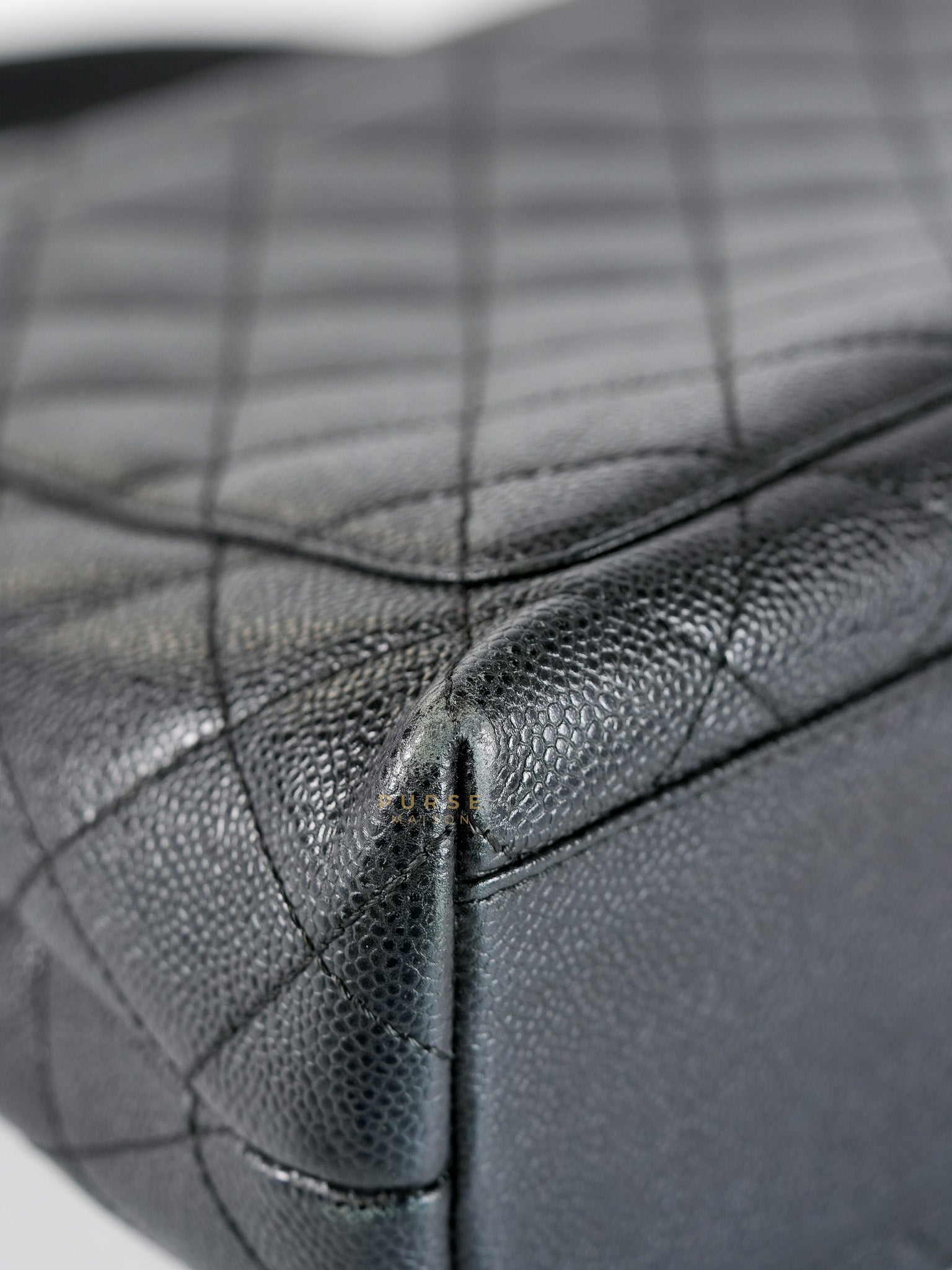 Vintage Classic Top Handle Bag Maxi in Black Quilted Caviar Leather Series 8 | Purse Maison Luxury Bags Shop