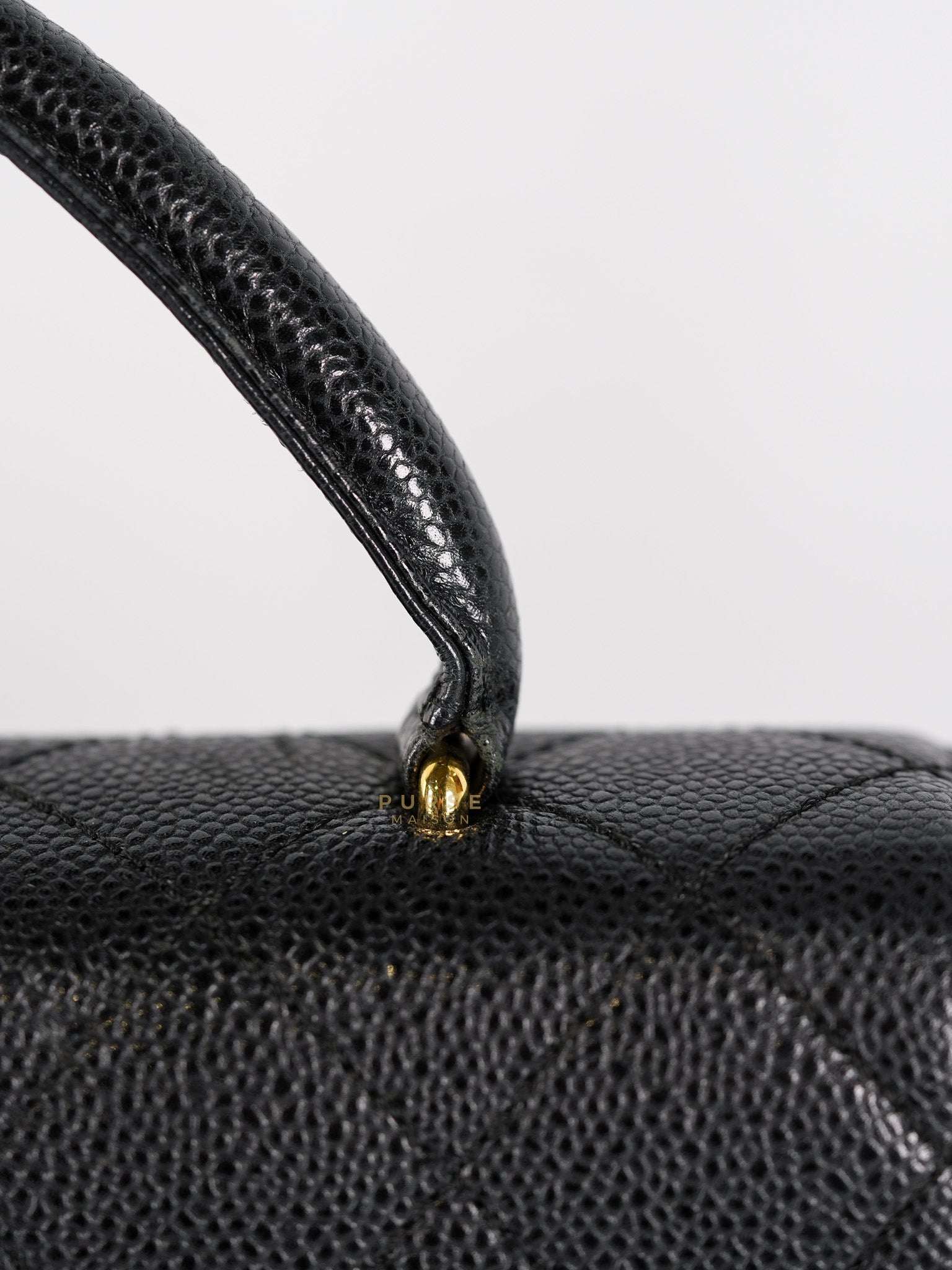 Vintage Classic Top Handle Bag Maxi in Black Quilted Caviar Leather Series 8 | Purse Maison Luxury Bags Shop