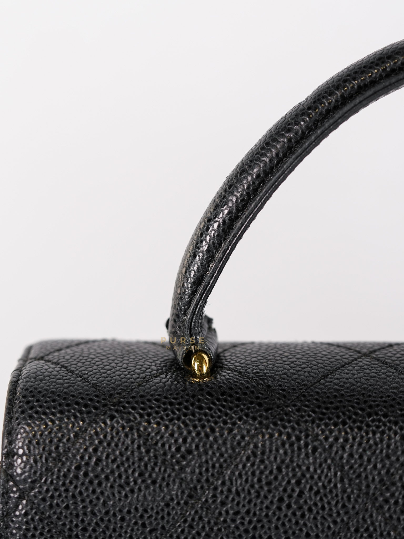 Vintage Classic Top Handle Bag Maxi in Black Quilted Caviar Leather Series 8 | Purse Maison Luxury Bags Shop