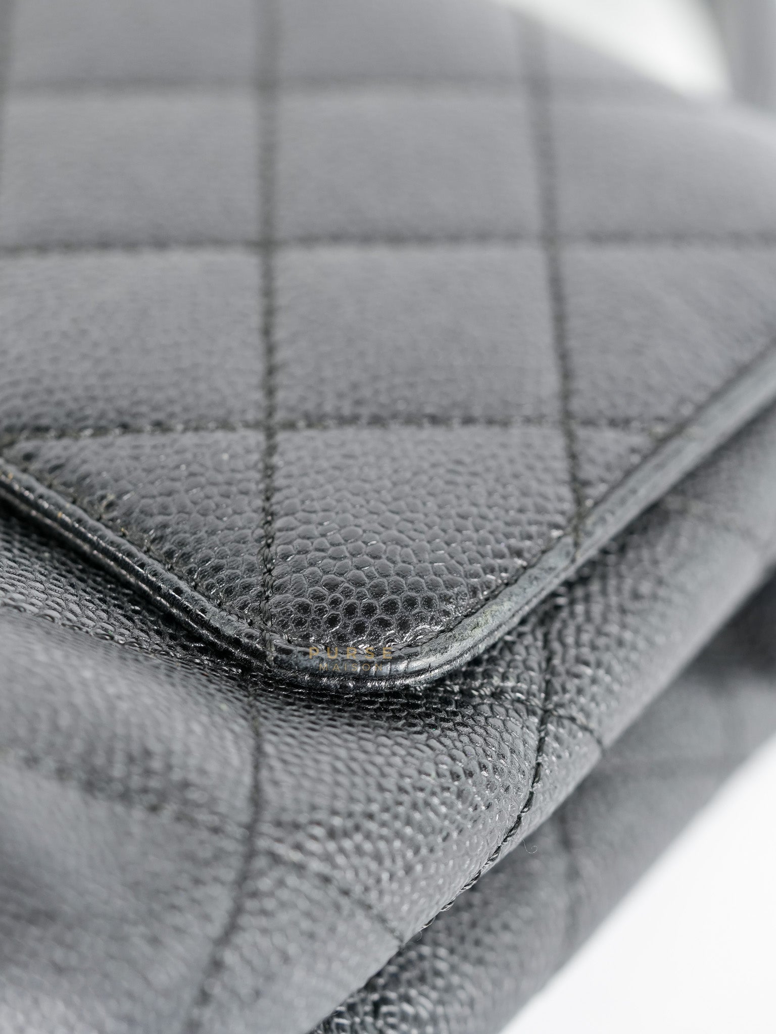 Vintage Classic Top Handle Bag Maxi in Black Quilted Caviar Leather Series 8 | Purse Maison Luxury Bags Shop