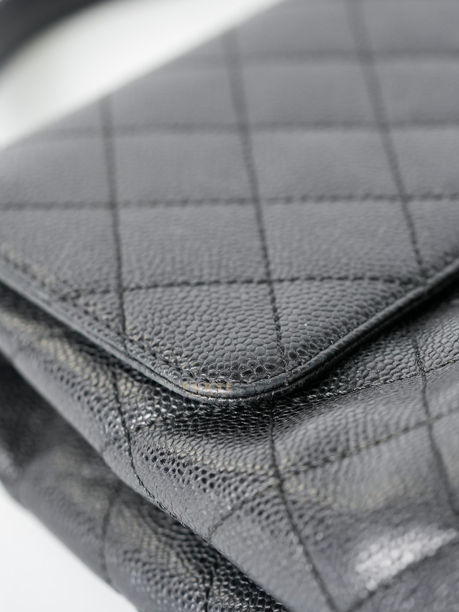 Vintage Classic Top Handle Bag Maxi in Black Quilted Caviar Leather Series 8 | Purse Maison Luxury Bags Shop