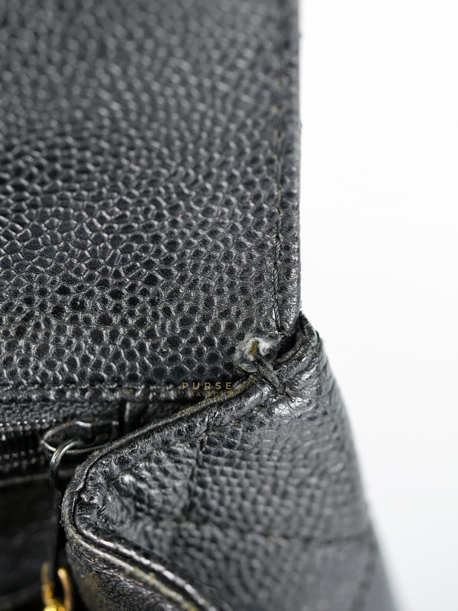 Vintage Classic Top Handle Bag Maxi in Black Quilted Caviar Leather Series 8 | Purse Maison Luxury Bags Shop