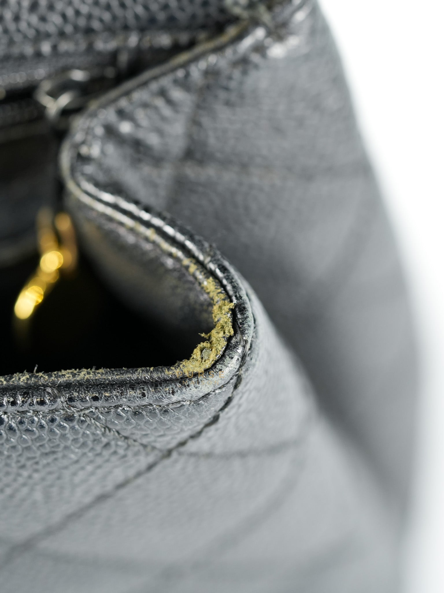 Vintage Classic Top Handle Bag Maxi in Black Quilted Caviar Leather Series 8 | Purse Maison Luxury Bags Shop