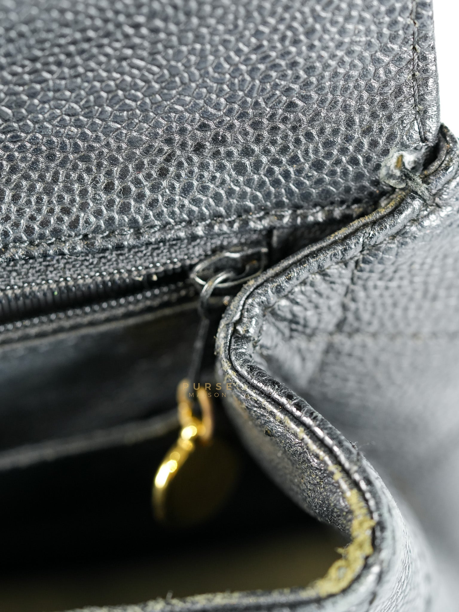 Vintage Classic Top Handle Bag Maxi in Black Quilted Caviar Leather Series 8 | Purse Maison Luxury Bags Shop