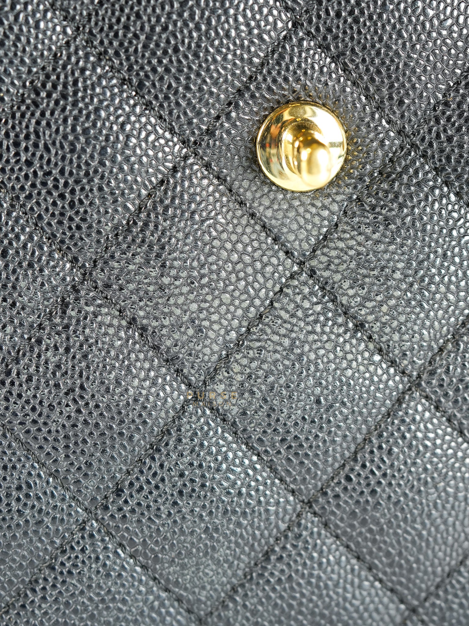 Vintage Classic Top Handle Bag Maxi in Black Quilted Caviar Leather Series 8 | Purse Maison Luxury Bags Shop