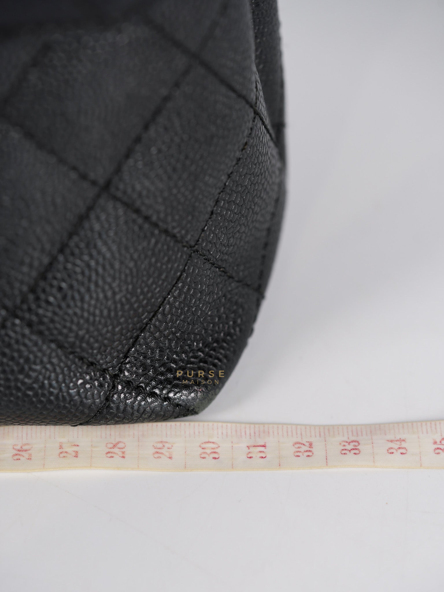 Vintage Classic Top Handle Bag Maxi in Black Quilted Caviar Leather Series 8 | Purse Maison Luxury Bags Shop