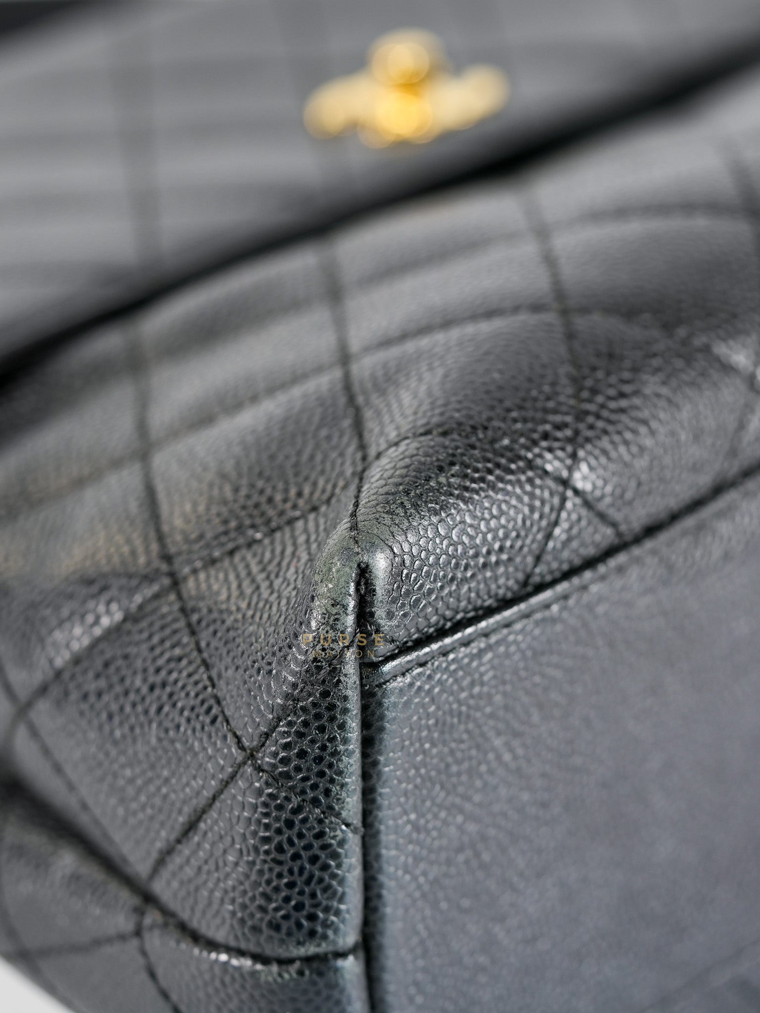 Vintage Classic Top Handle Bag Maxi in Black Quilted Caviar Leather Series 8 | Purse Maison Luxury Bags Shop