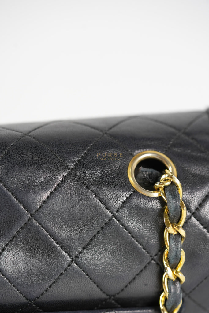 Vintage Medium Quilted Flap Bag in Black Lambskin Leather (Series 1) | Purse Maison Luxury Bags Shop