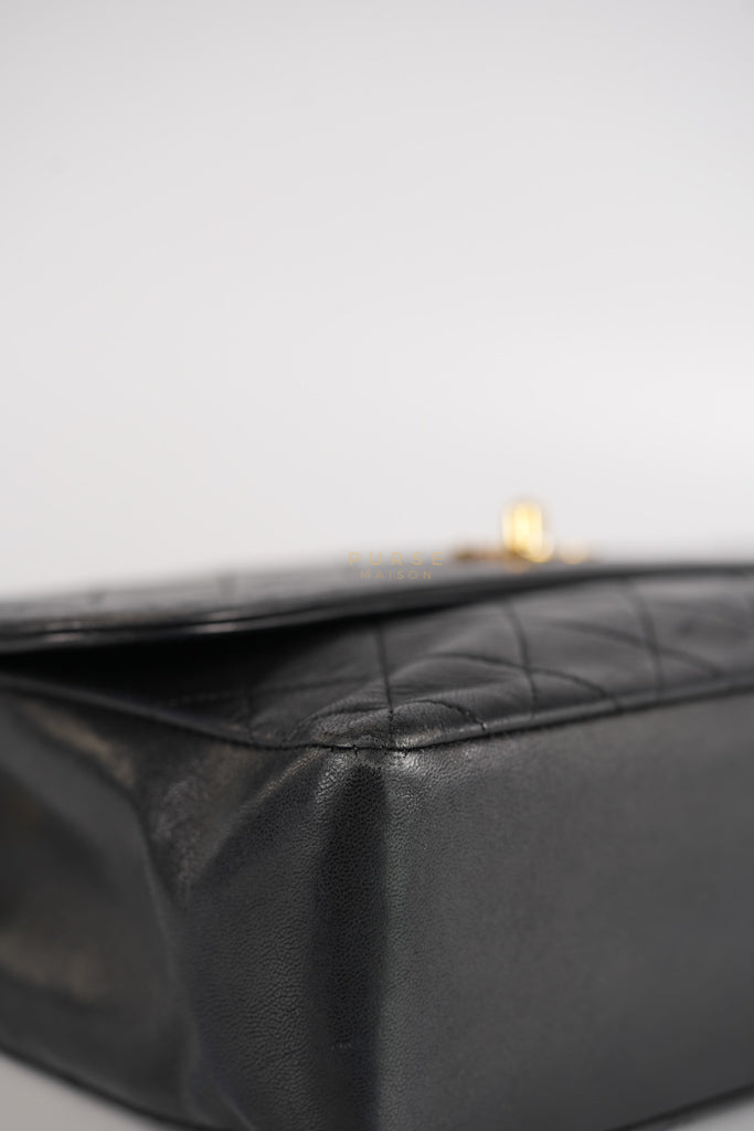 Vintage Medium Quilted Flap Bag in Black Lambskin Leather (Series 1) | Purse Maison Luxury Bags Shop
