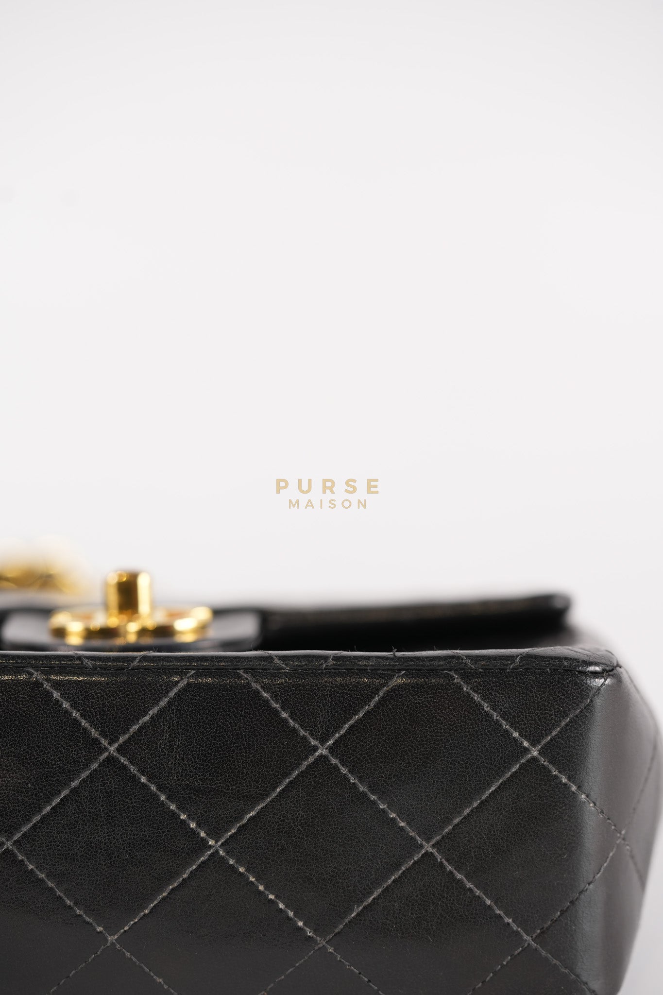 Vintage Mini Square Flap Bag in Black Quilted Lambskin Leather & Gold Hardware Series 4 | Purse Maison Luxury Bags Shop