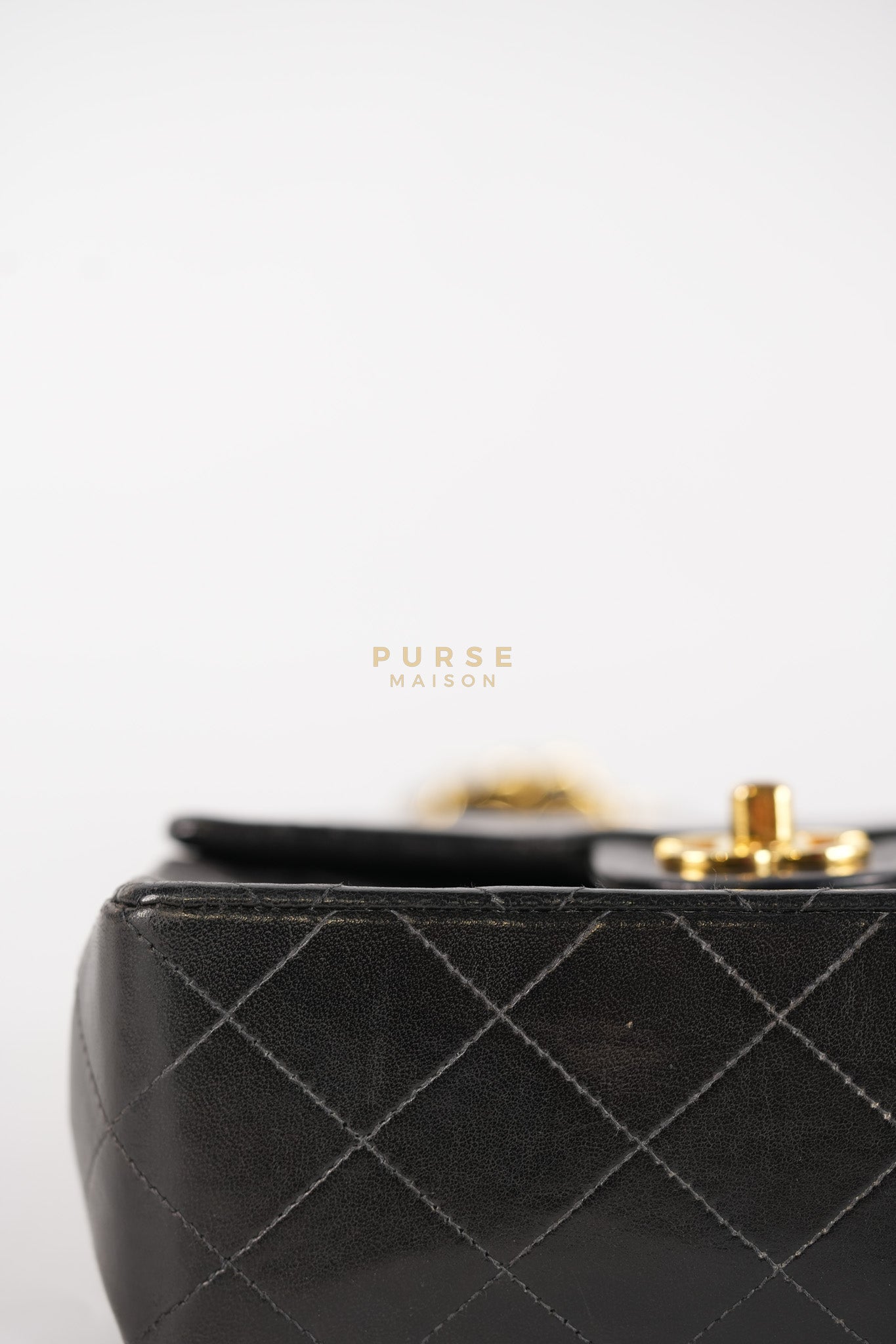 Vintage Mini Square Flap Bag in Black Quilted Lambskin Leather & Gold Hardware Series 4 | Purse Maison Luxury Bags Shop