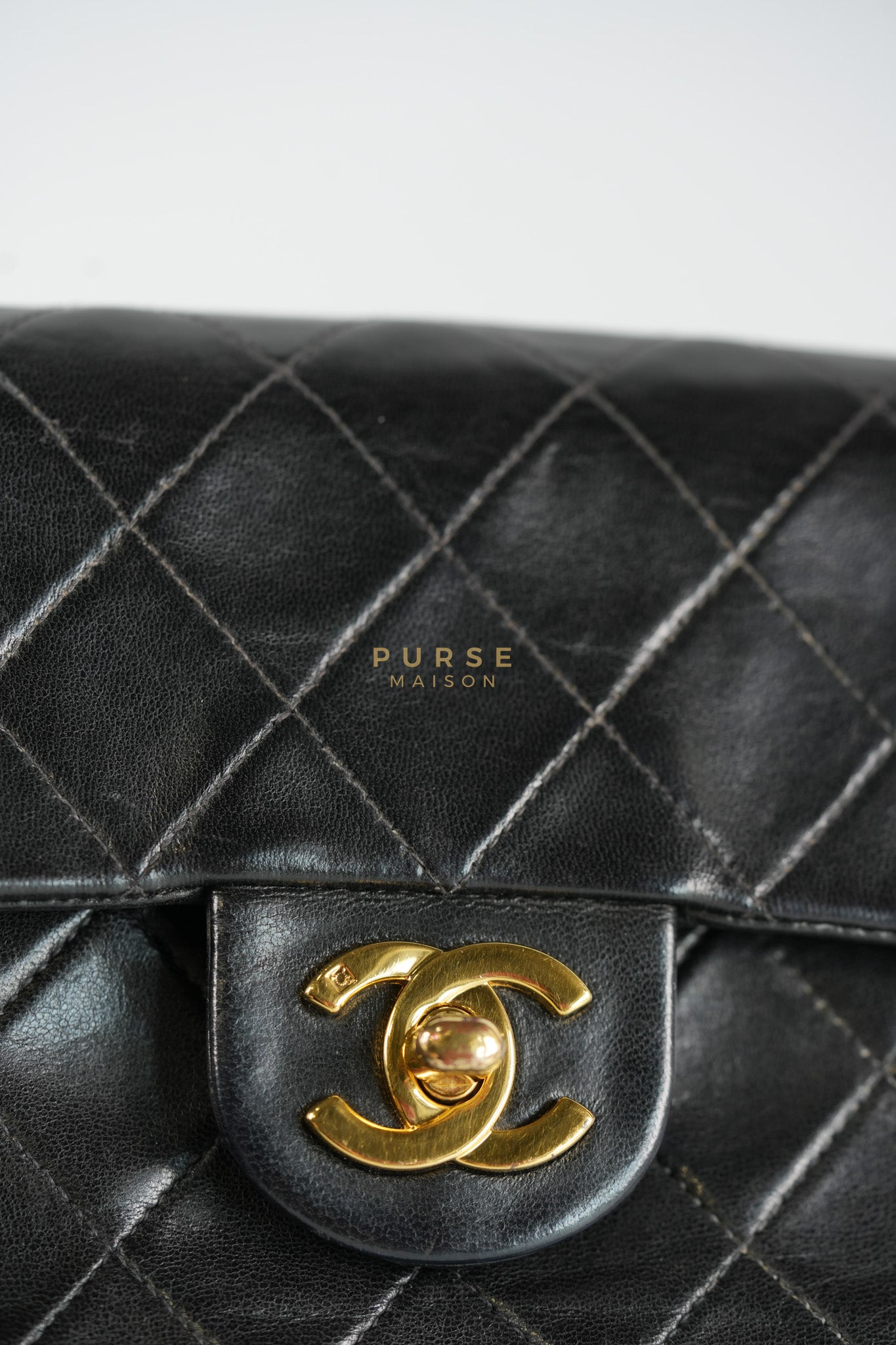 Vintage Mini Square Flap Bag in Black Quilted Lambskin Leather & Gold Hardware Series 4 | Purse Maison Luxury Bags Shop