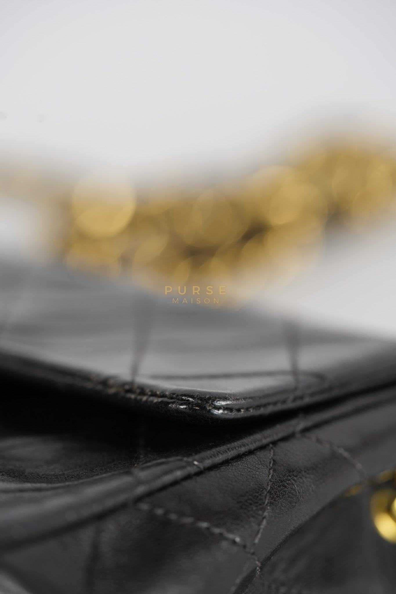 Vintage Mini Square Flap Bag in Black Quilted Lambskin Leather & Gold Hardware Series 4 | Purse Maison Luxury Bags Shop