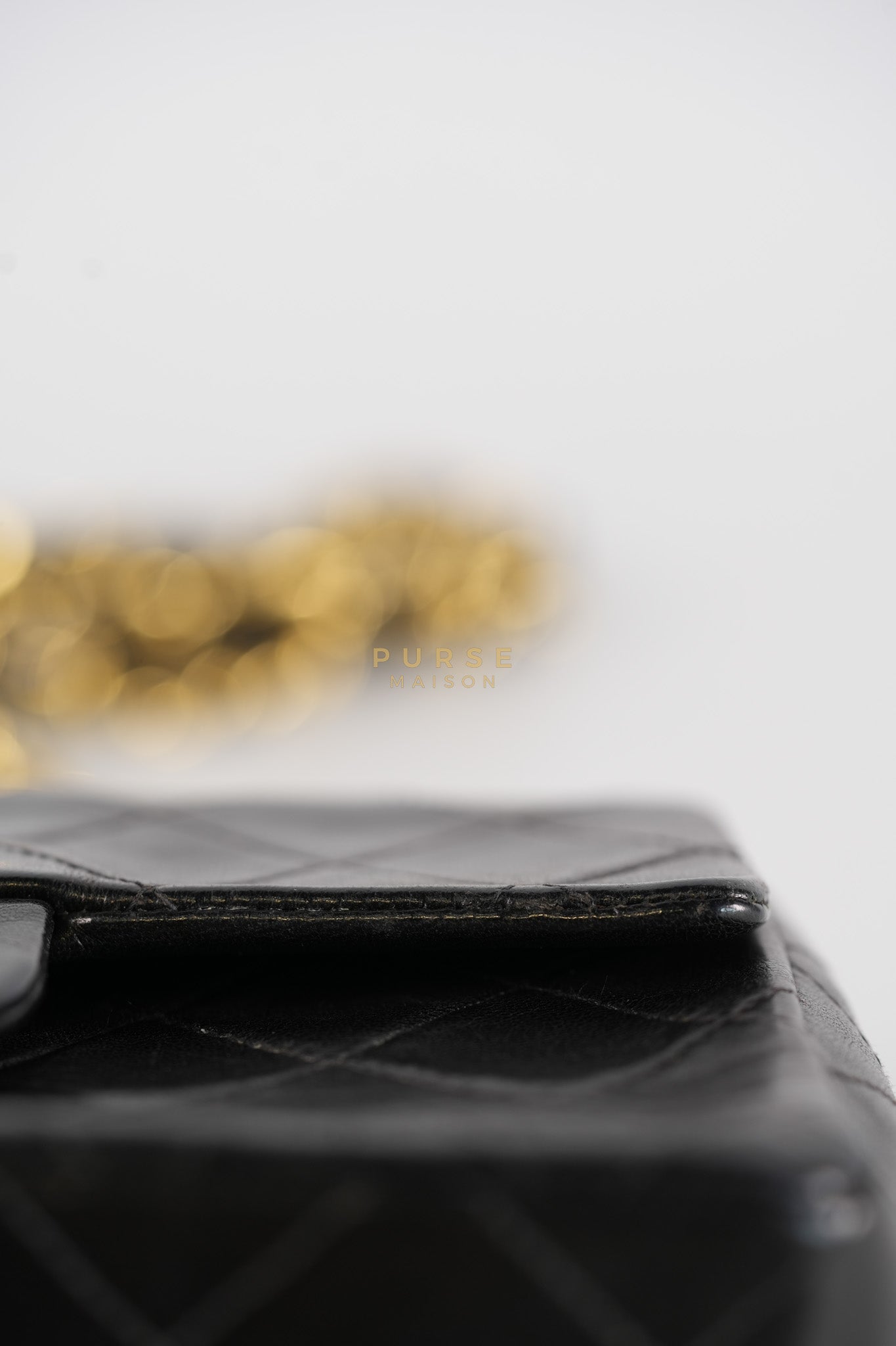 Vintage Mini Square Flap Bag in Black Quilted Lambskin Leather & Gold Hardware Series 4 | Purse Maison Luxury Bags Shop