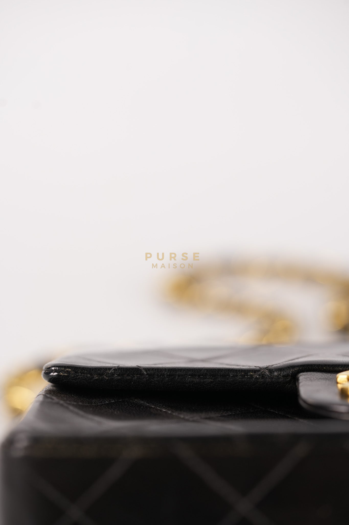 Vintage Mini Square Flap Bag in Black Quilted Lambskin Leather & Gold Hardware Series 4 | Purse Maison Luxury Bags Shop