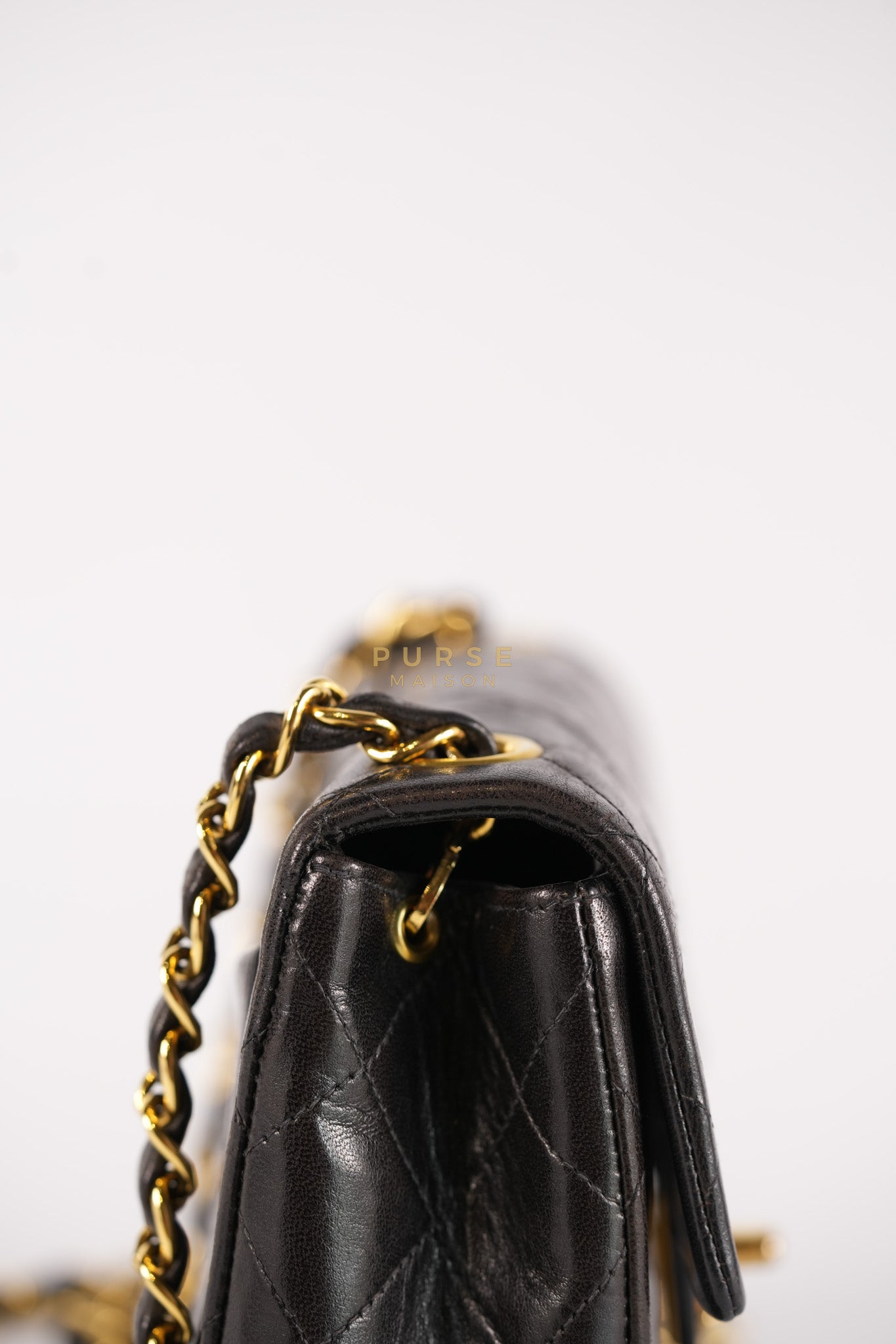 Vintage Mini Square Flap Bag in Black Quilted Lambskin Leather & Gold Hardware Series 4 | Purse Maison Luxury Bags Shop