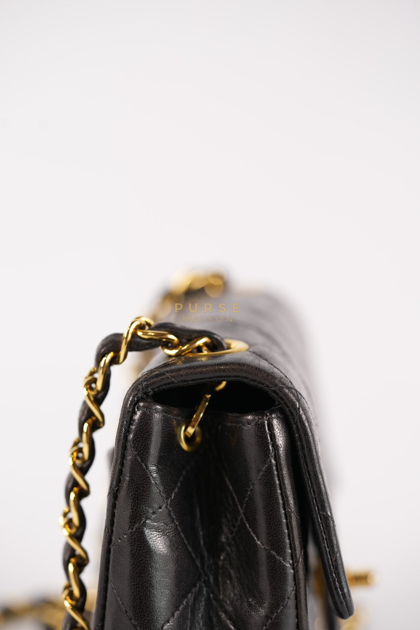 Vintage Mini Square Flap Bag in Black Quilted Lambskin Leather & Gold Hardware Series 4 | Purse Maison Luxury Bags Shop