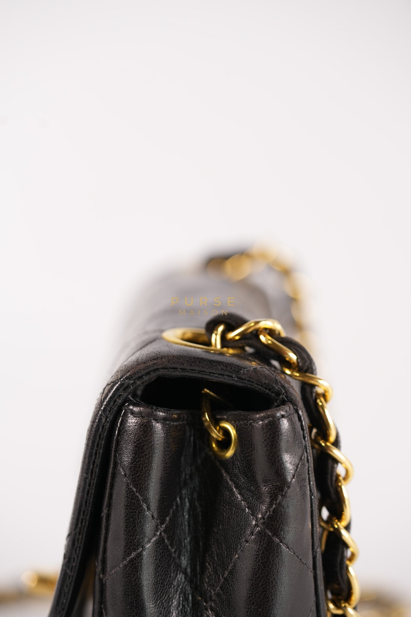 Vintage Mini Square Flap Bag in Black Quilted Lambskin Leather & Gold Hardware Series 4 | Purse Maison Luxury Bags Shop