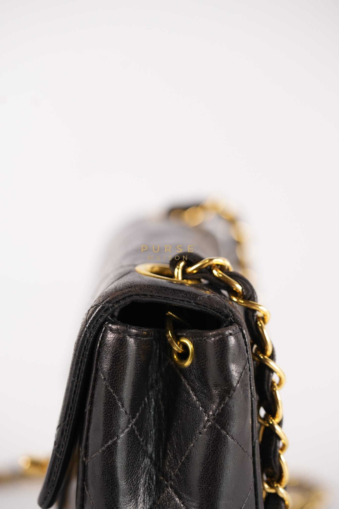 Vintage Mini Square Flap Bag in Black Quilted Lambskin Leather & Gold Hardware Series 4 | Purse Maison Luxury Bags Shop