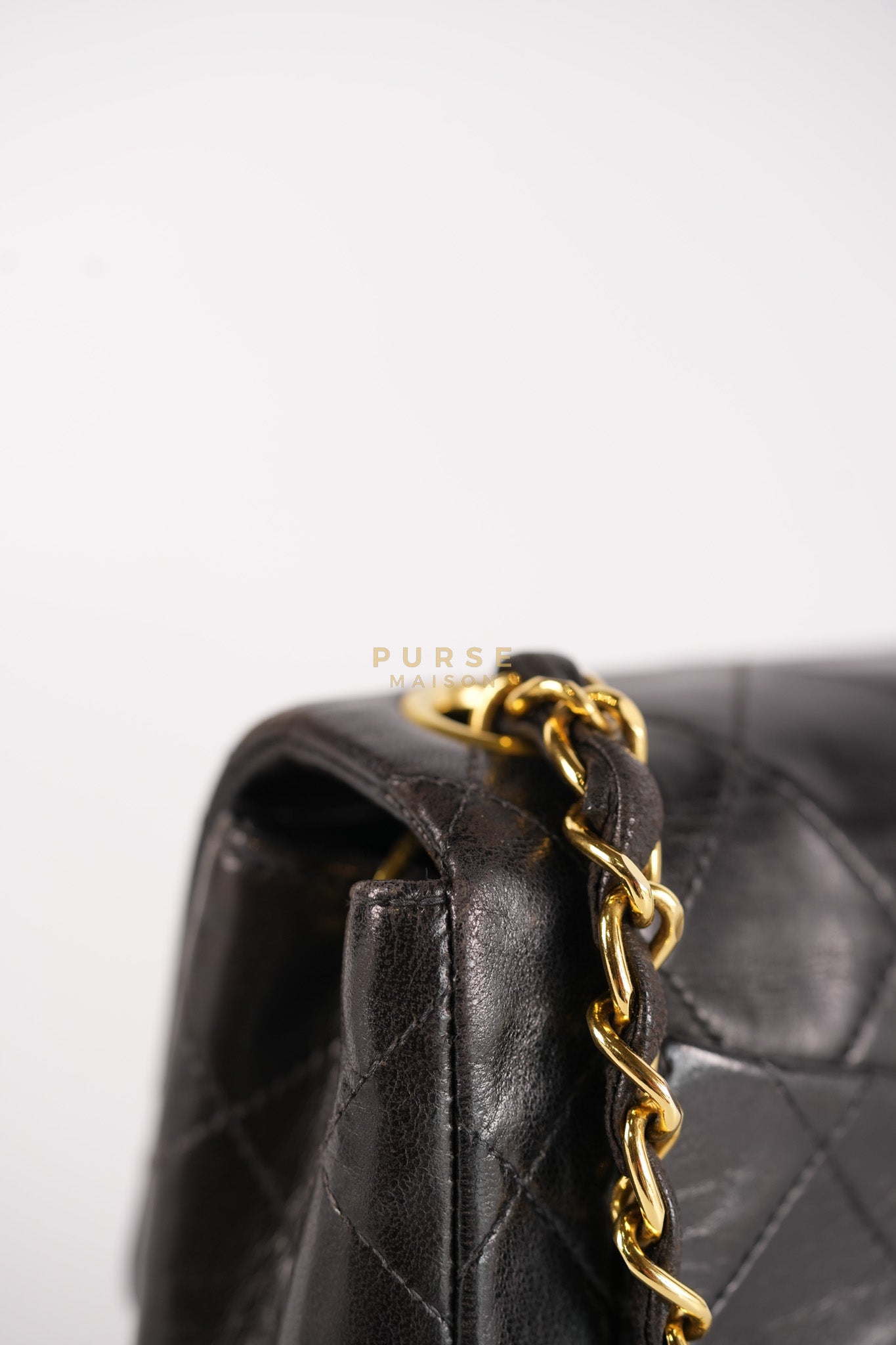 Vintage Mini Square Flap Bag in Black Quilted Lambskin Leather & Gold Hardware Series 4 | Purse Maison Luxury Bags Shop