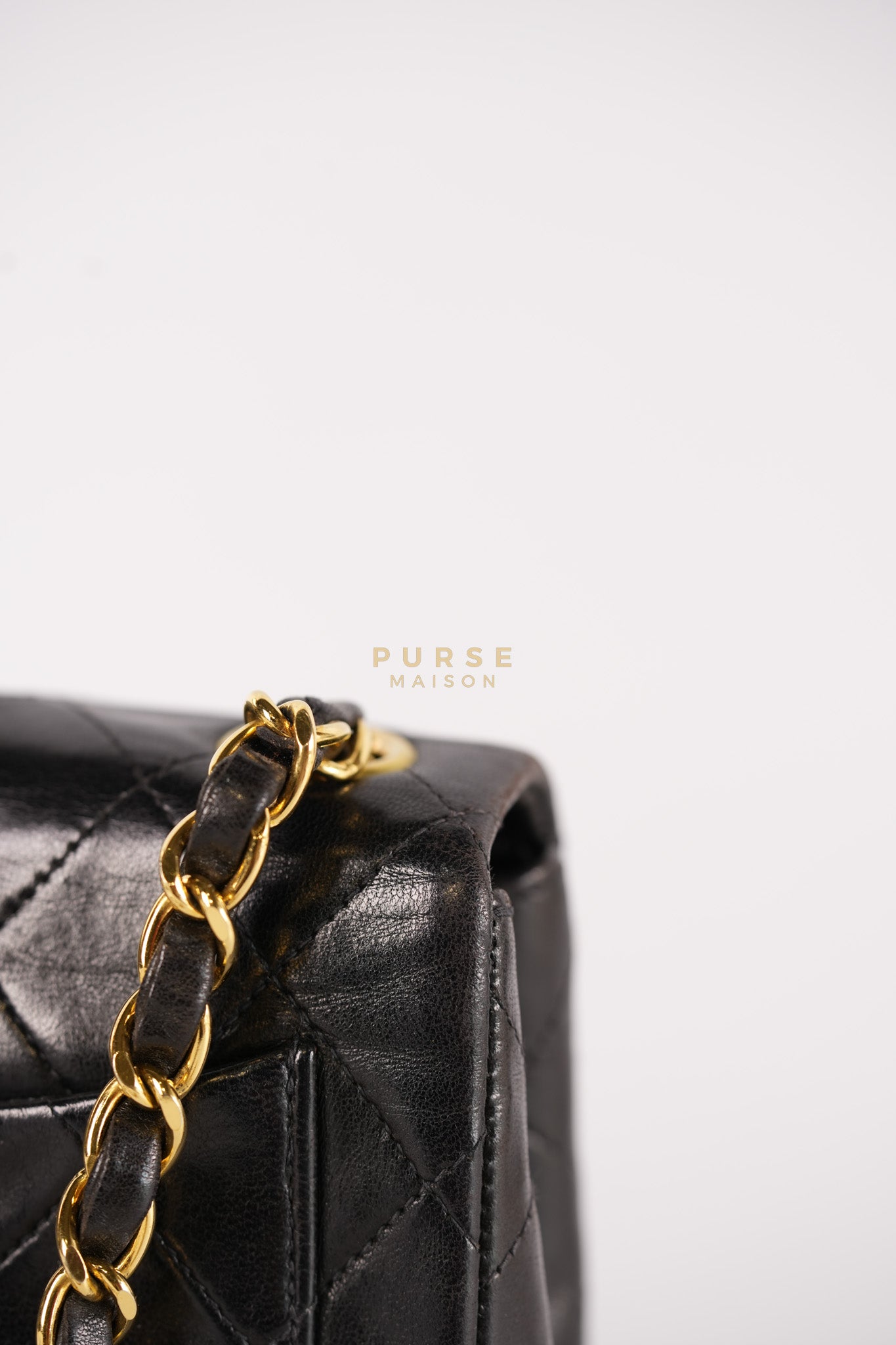 Vintage Mini Square Flap Bag in Black Quilted Lambskin Leather & Gold Hardware Series 4 | Purse Maison Luxury Bags Shop