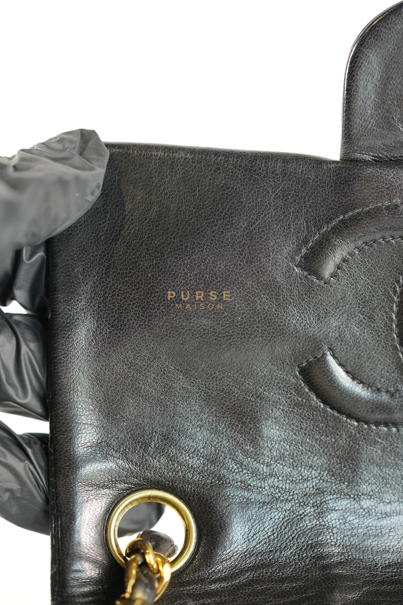 Vintage Mini Square Flap Bag in Black Quilted Lambskin Leather & Gold Hardware Series 4 | Purse Maison Luxury Bags Shop