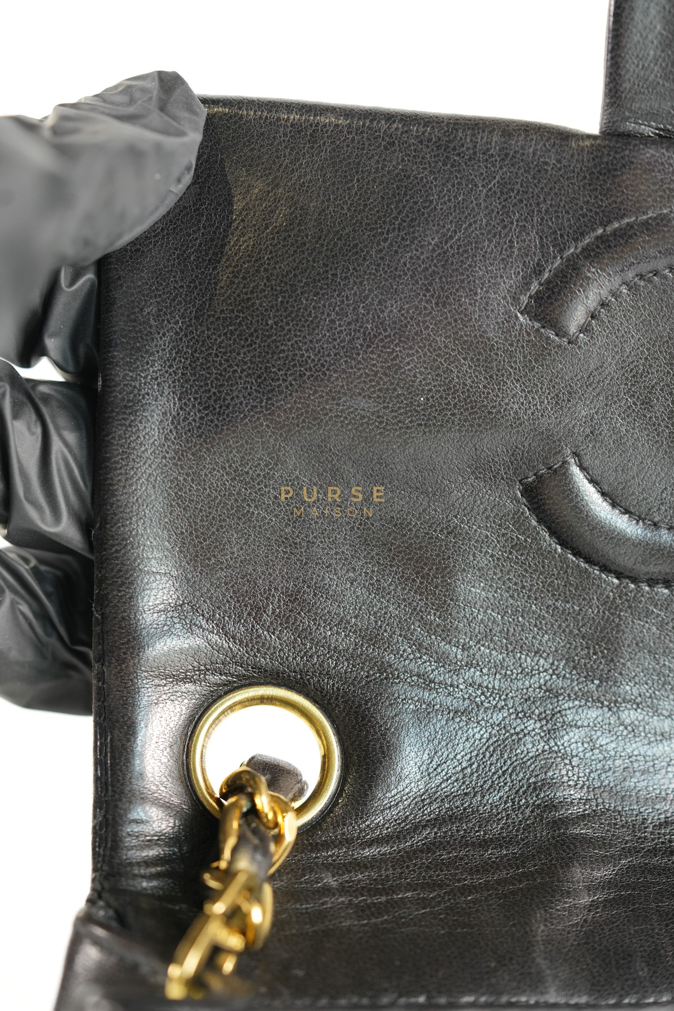 Vintage Mini Square Flap Bag in Black Quilted Lambskin Leather & Gold Hardware Series 4 | Purse Maison Luxury Bags Shop