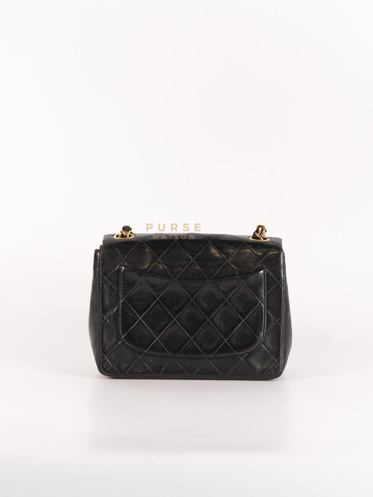 Vintage Mini Square Flap Bag in Black Quilted Lambskin Leather & Gold Hardware Series 4 | Purse Maison Luxury Bags Shop