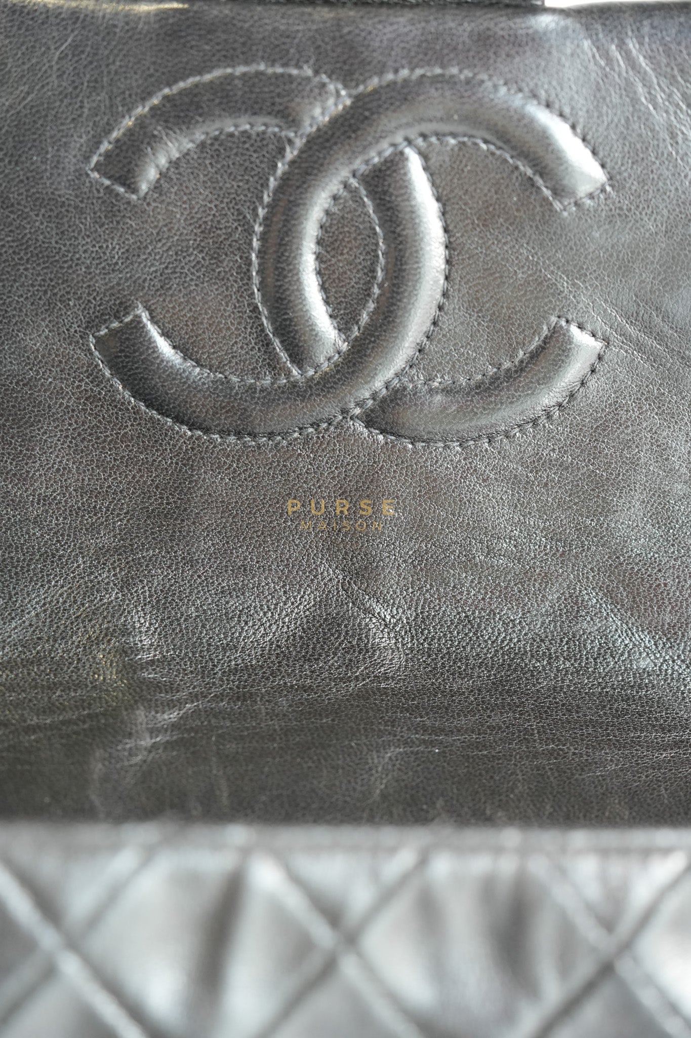 Vintage Mini Square Flap Bag in Black Quilted Lambskin Leather & Gold Hardware Series 4 | Purse Maison Luxury Bags Shop