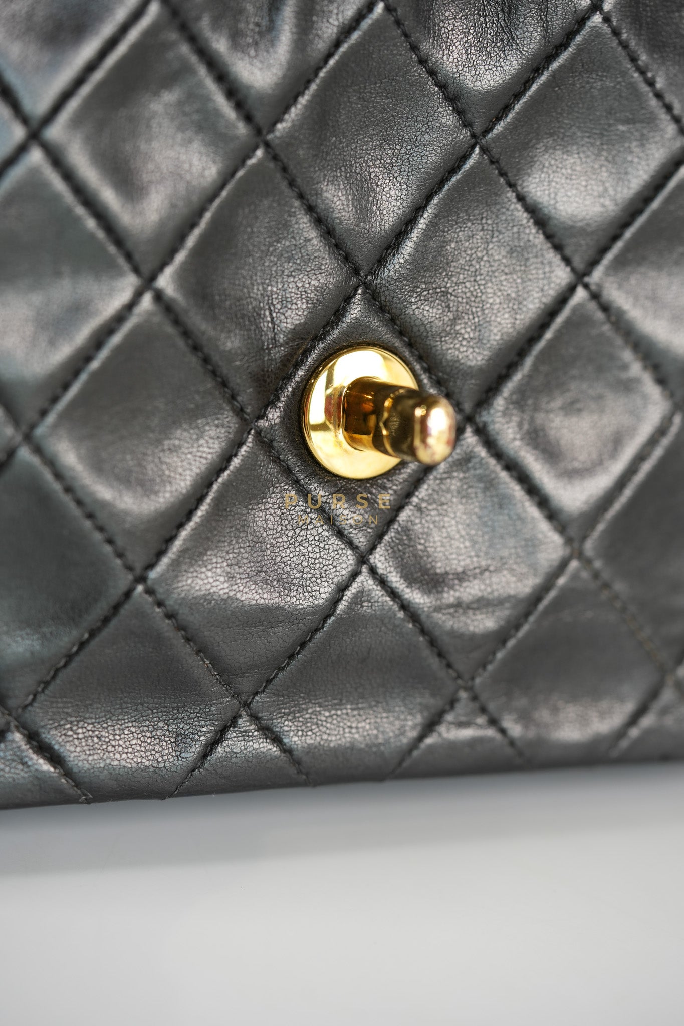 Vintage Mini Square Flap Bag in Black Quilted Lambskin Leather & Gold Hardware Series 4 | Purse Maison Luxury Bags Shop