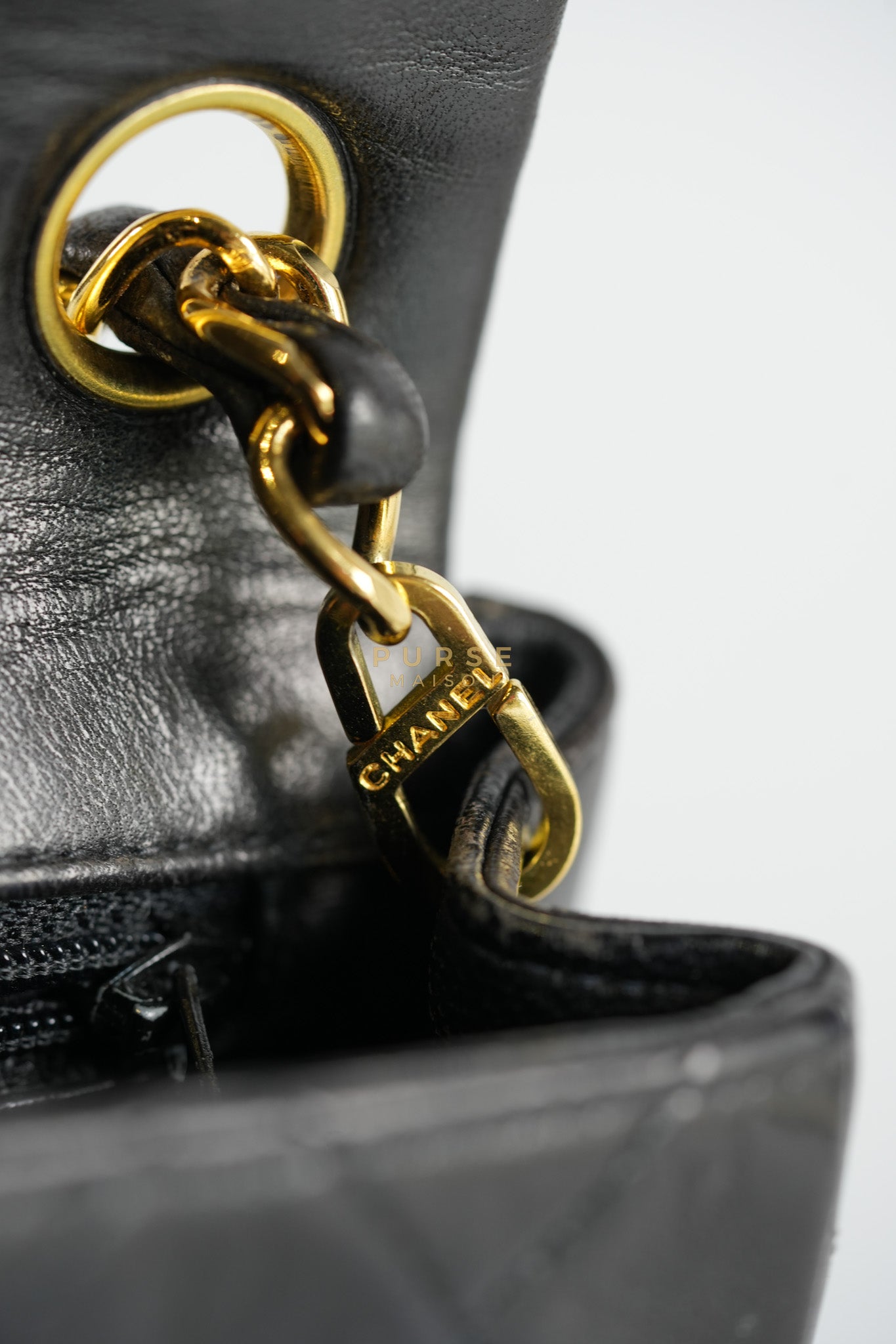 Vintage Mini Square Flap Bag in Black Quilted Lambskin Leather & Gold Hardware Series 4 | Purse Maison Luxury Bags Shop