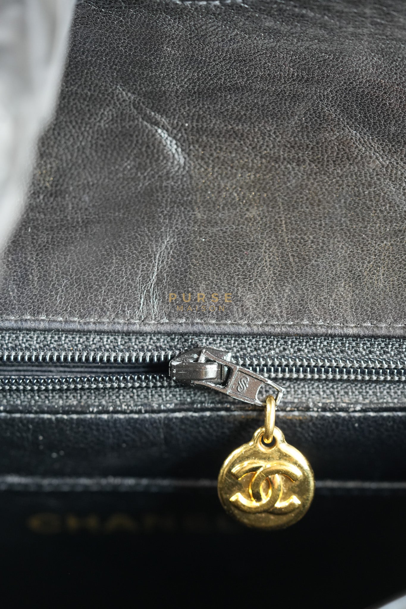 Vintage Mini Square Flap Bag in Black Quilted Lambskin Leather & Gold Hardware Series 4 | Purse Maison Luxury Bags Shop
