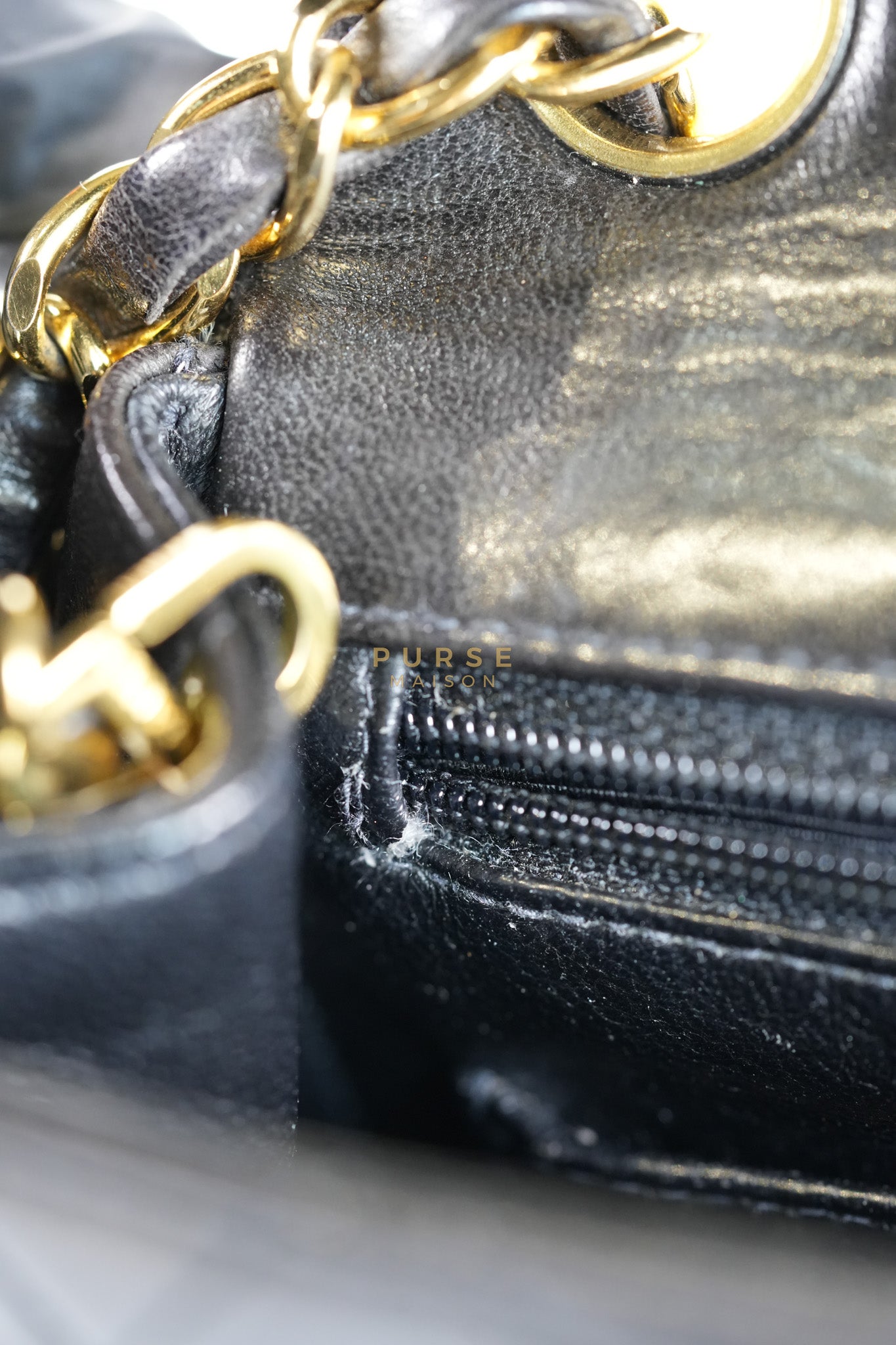 Vintage Mini Square Flap Bag in Black Quilted Lambskin Leather & Gold Hardware Series 4 | Purse Maison Luxury Bags Shop