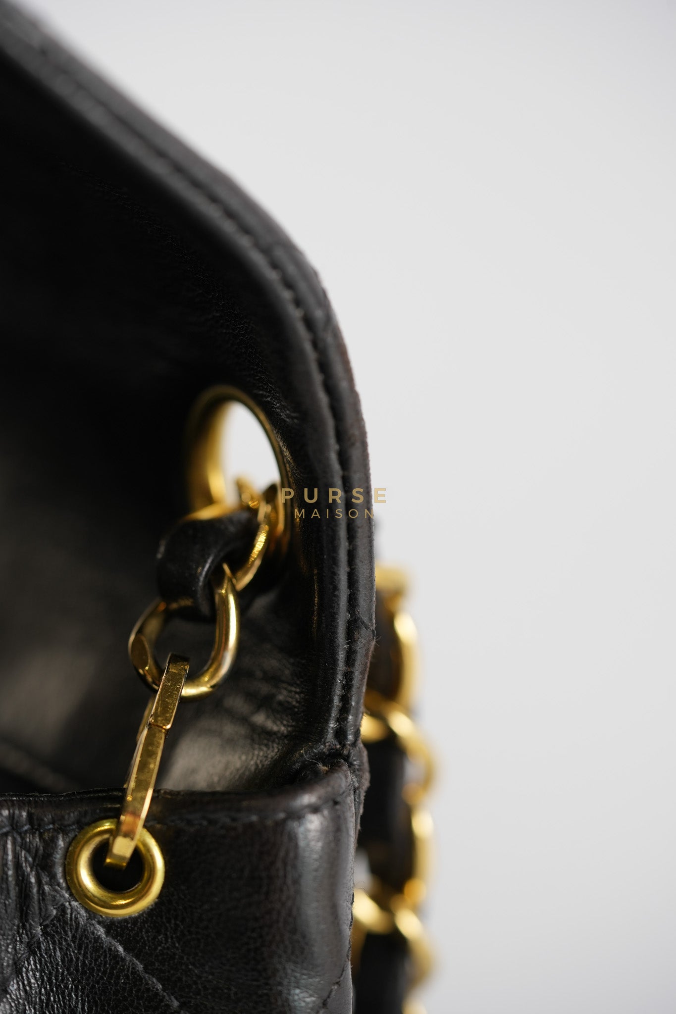 Vintage Mini Square Flap Bag in Black Quilted Lambskin Leather & Gold Hardware Series 4 | Purse Maison Luxury Bags Shop