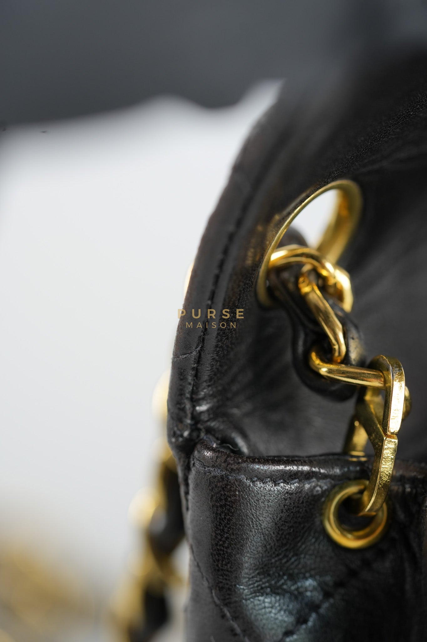 Vintage Mini Square Flap Bag in Black Quilted Lambskin Leather & Gold Hardware Series 4 | Purse Maison Luxury Bags Shop