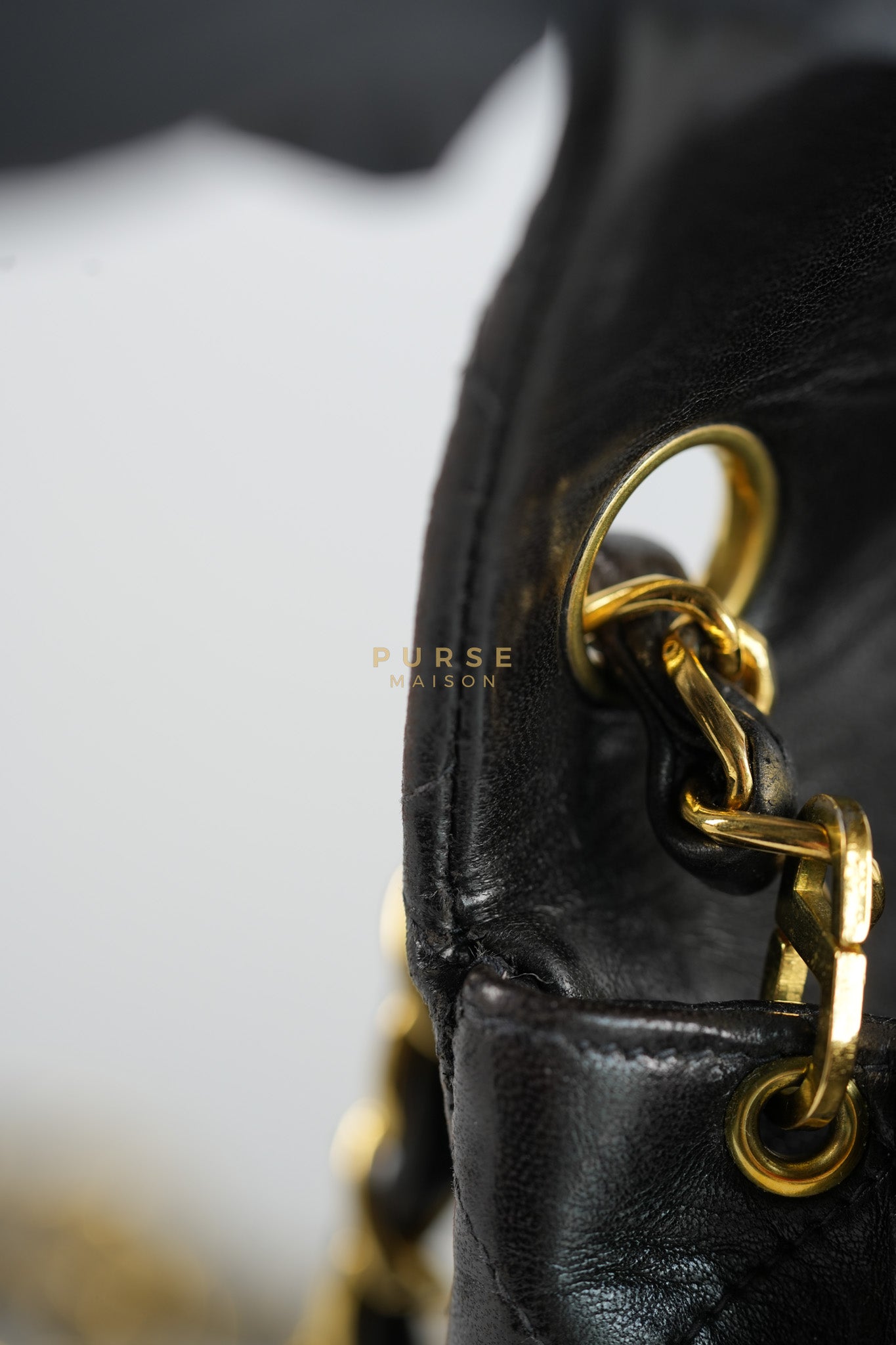 Vintage Mini Square Flap Bag in Black Quilted Lambskin Leather & Gold Hardware Series 4 | Purse Maison Luxury Bags Shop