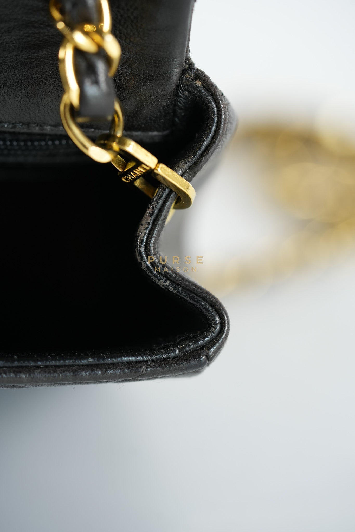 Vintage Mini Square Flap Bag in Black Quilted Lambskin Leather & Gold Hardware Series 4 | Purse Maison Luxury Bags Shop