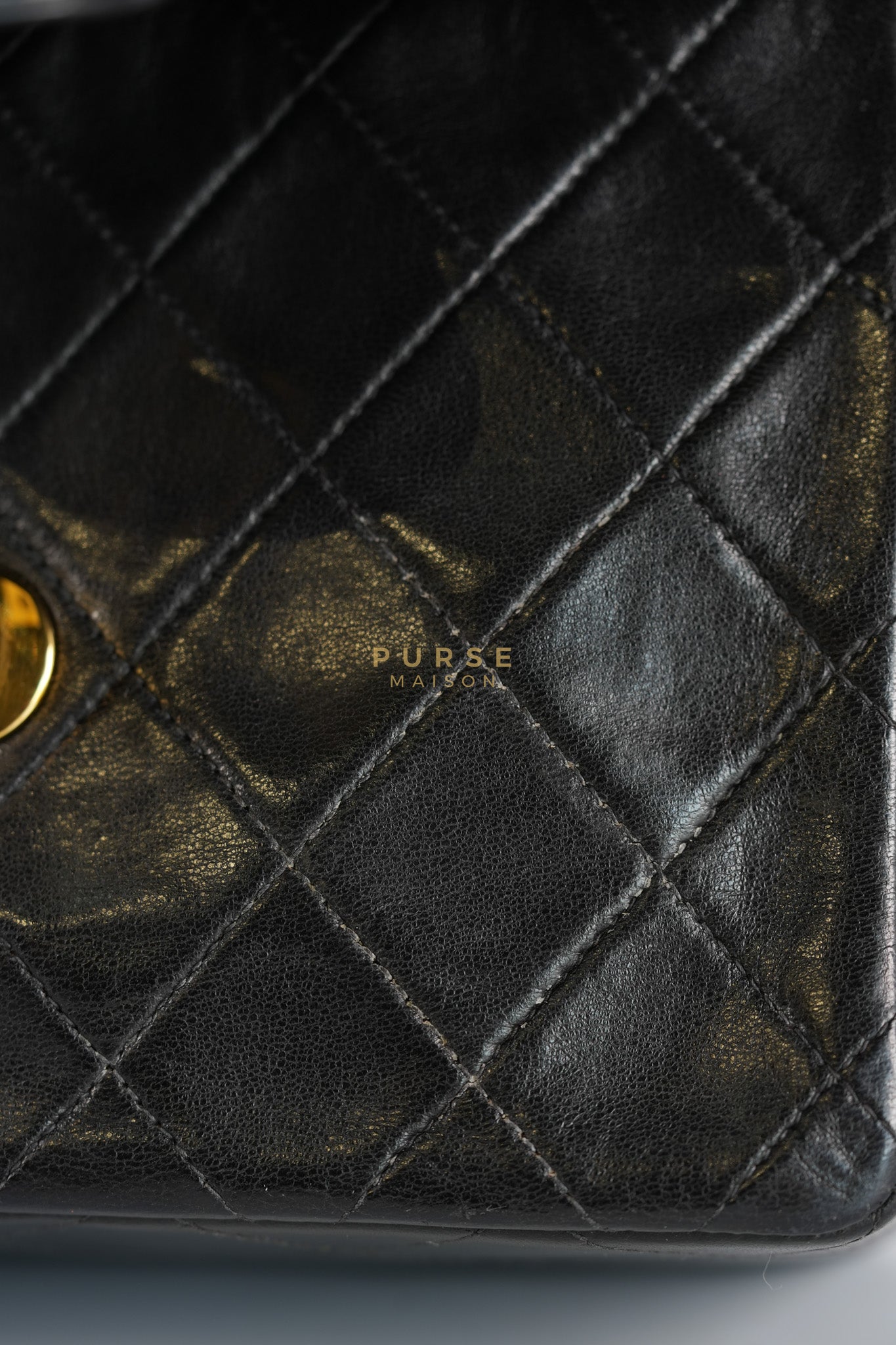 Vintage Mini Square Flap Bag in Black Quilted Lambskin Leather & Gold Hardware Series 4 | Purse Maison Luxury Bags Shop